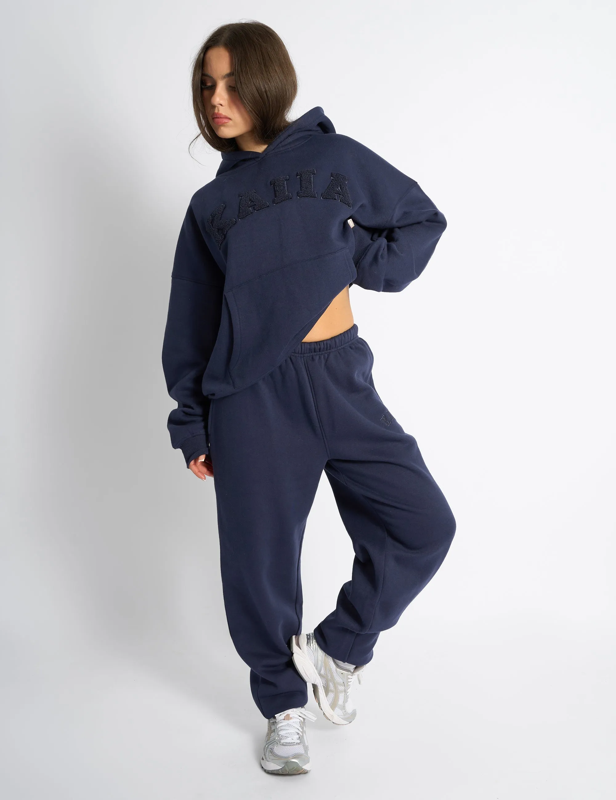 Kaiia Borg Slogan Oversized Hoodie Deep Blue sold by Public Desire product image thumbnail 3