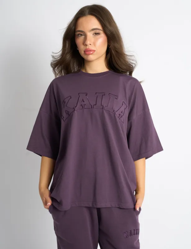 Kaiia Logo Oversized T-Shirt Deep Purple sold by Public Desire