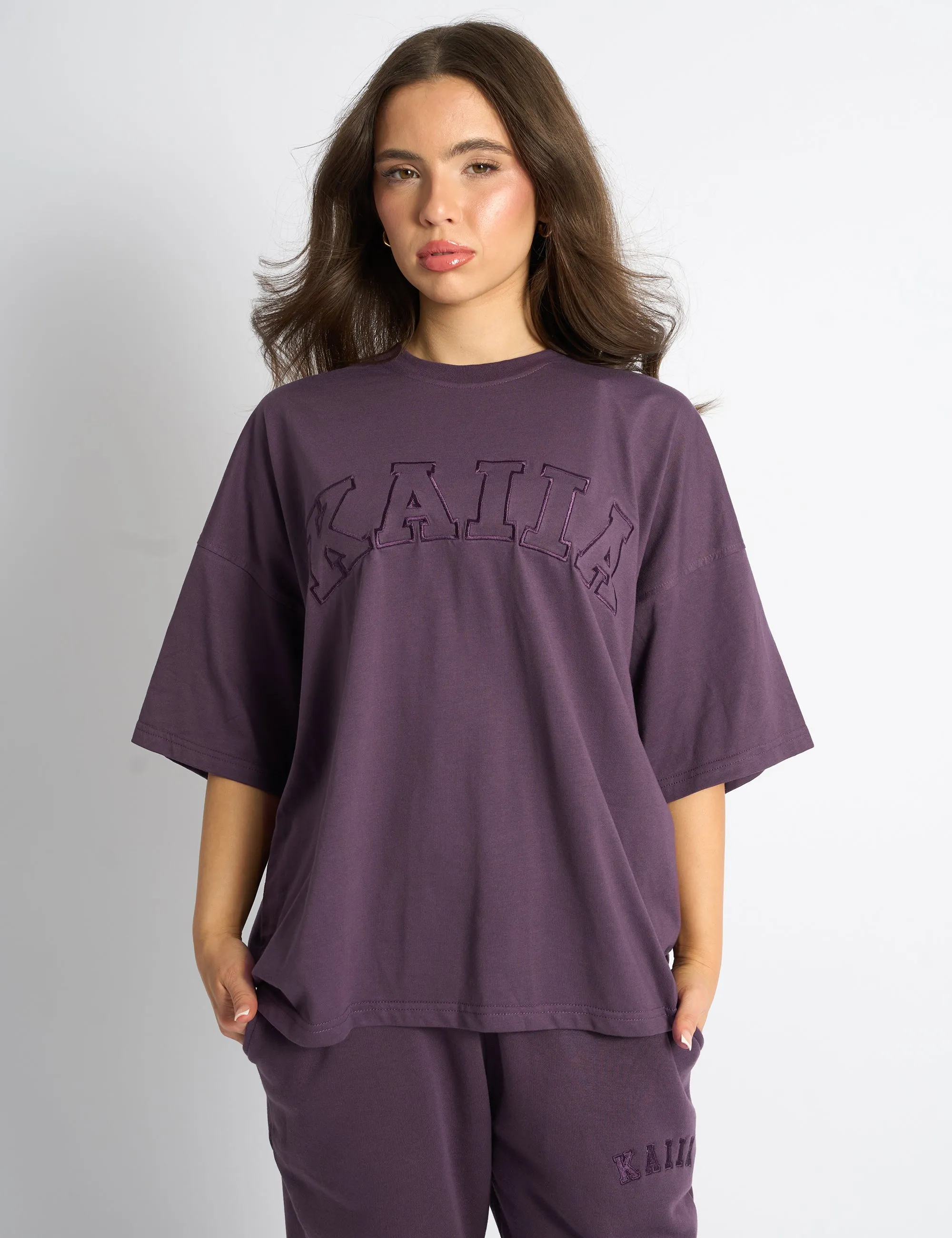 Kaiia Logo Oversized T-Shirt Deep Purple sold by Public Desire