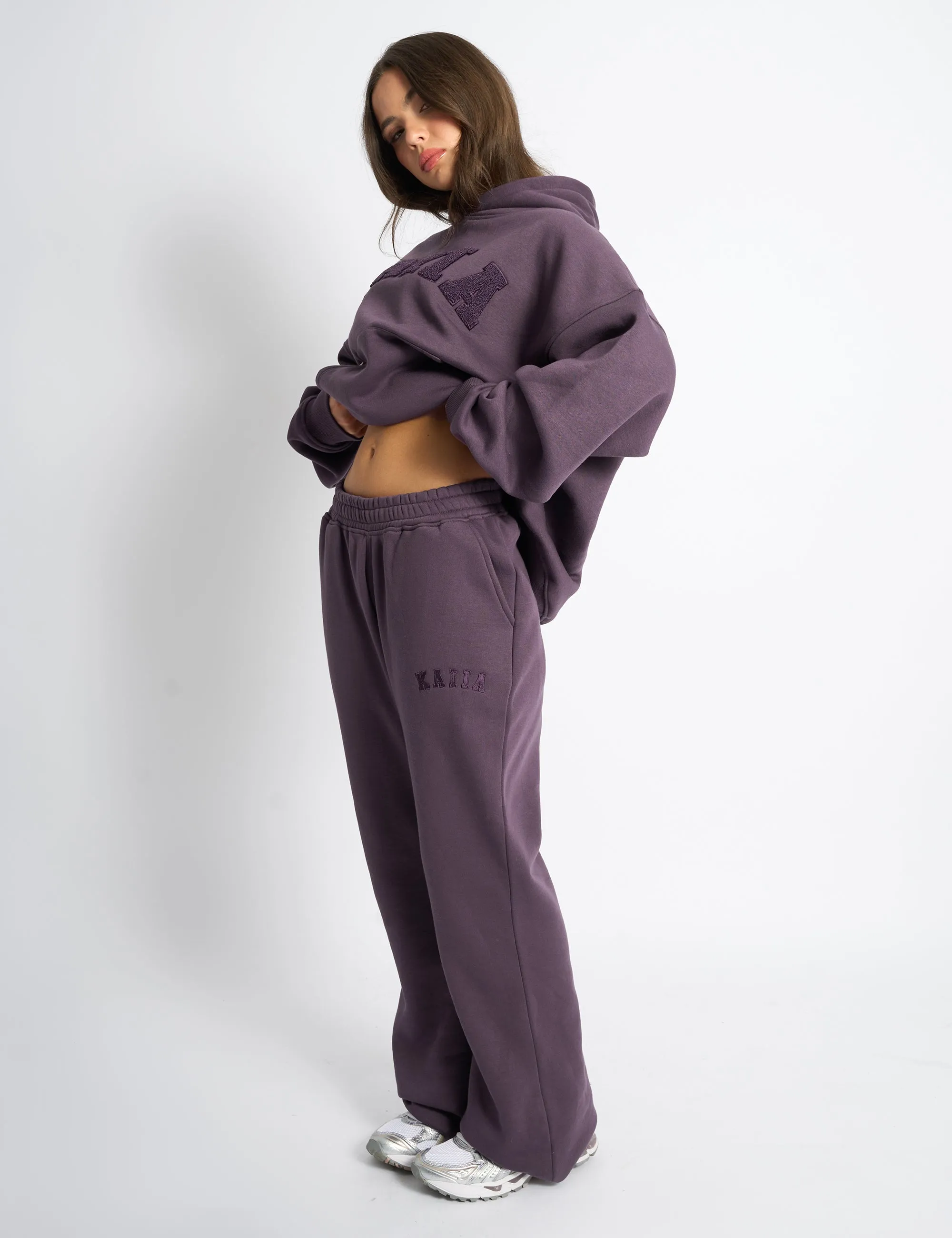 Kaiia Logo Wide Leg Joggers Deep Purple sold by Public Desire product image thumbnail 2