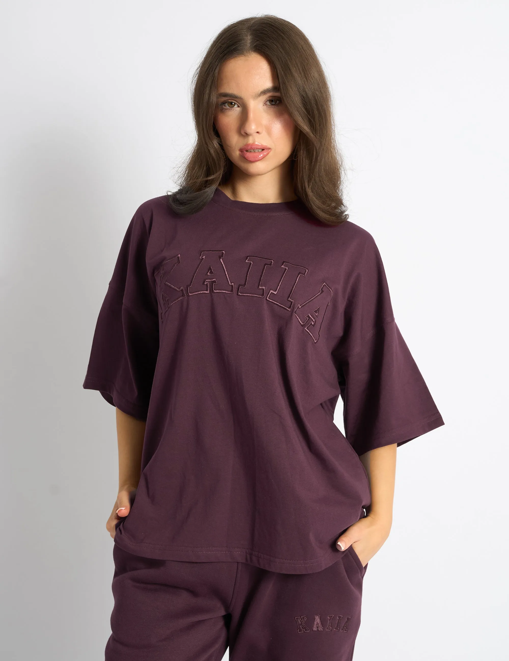 Kaiia Logo Oversized T-Shirt Dark Cherry sold by Public Desire