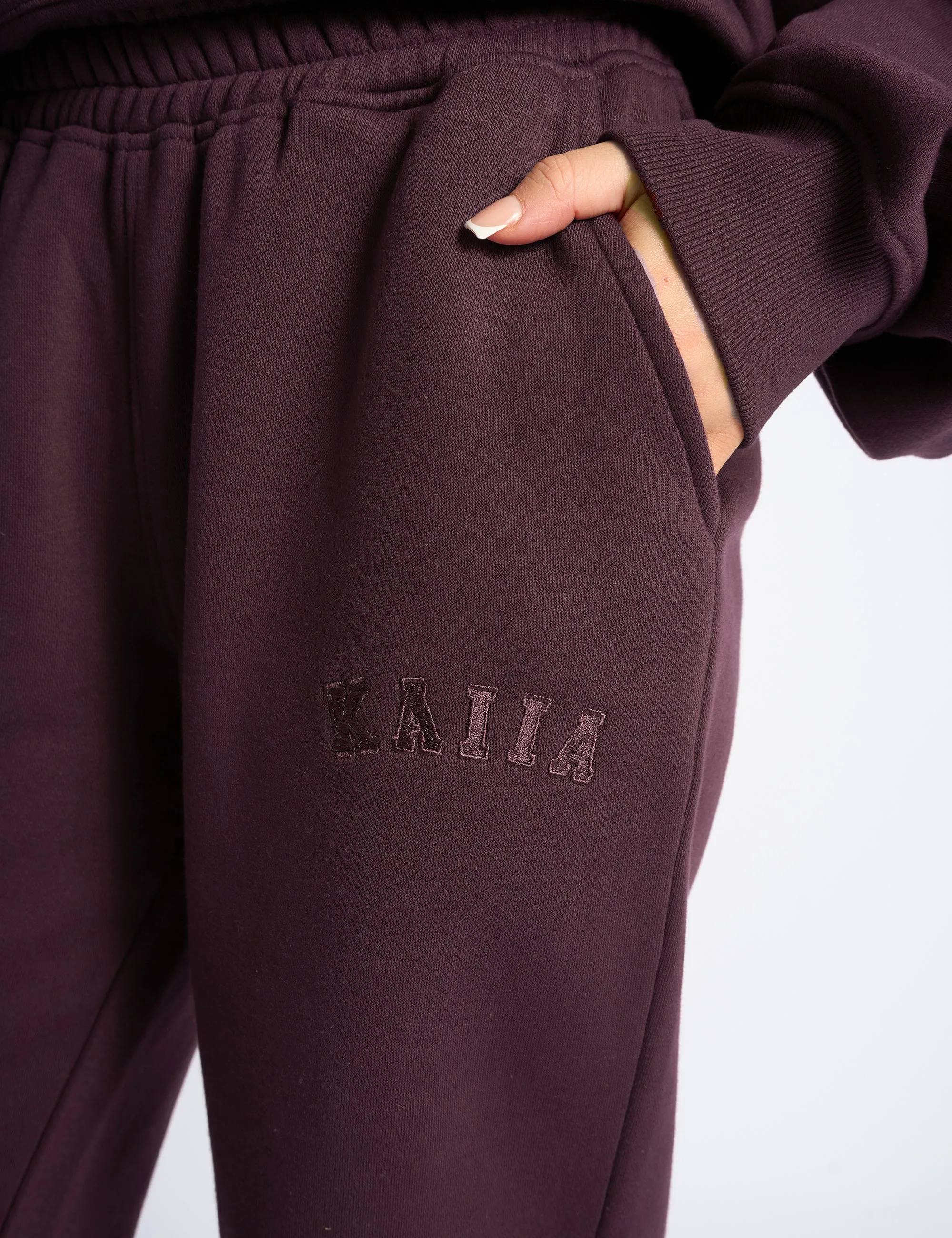 Kaiia Logo Wide Leg Joggers Dark Cherry sold by Public Desire product image thumbnail 4