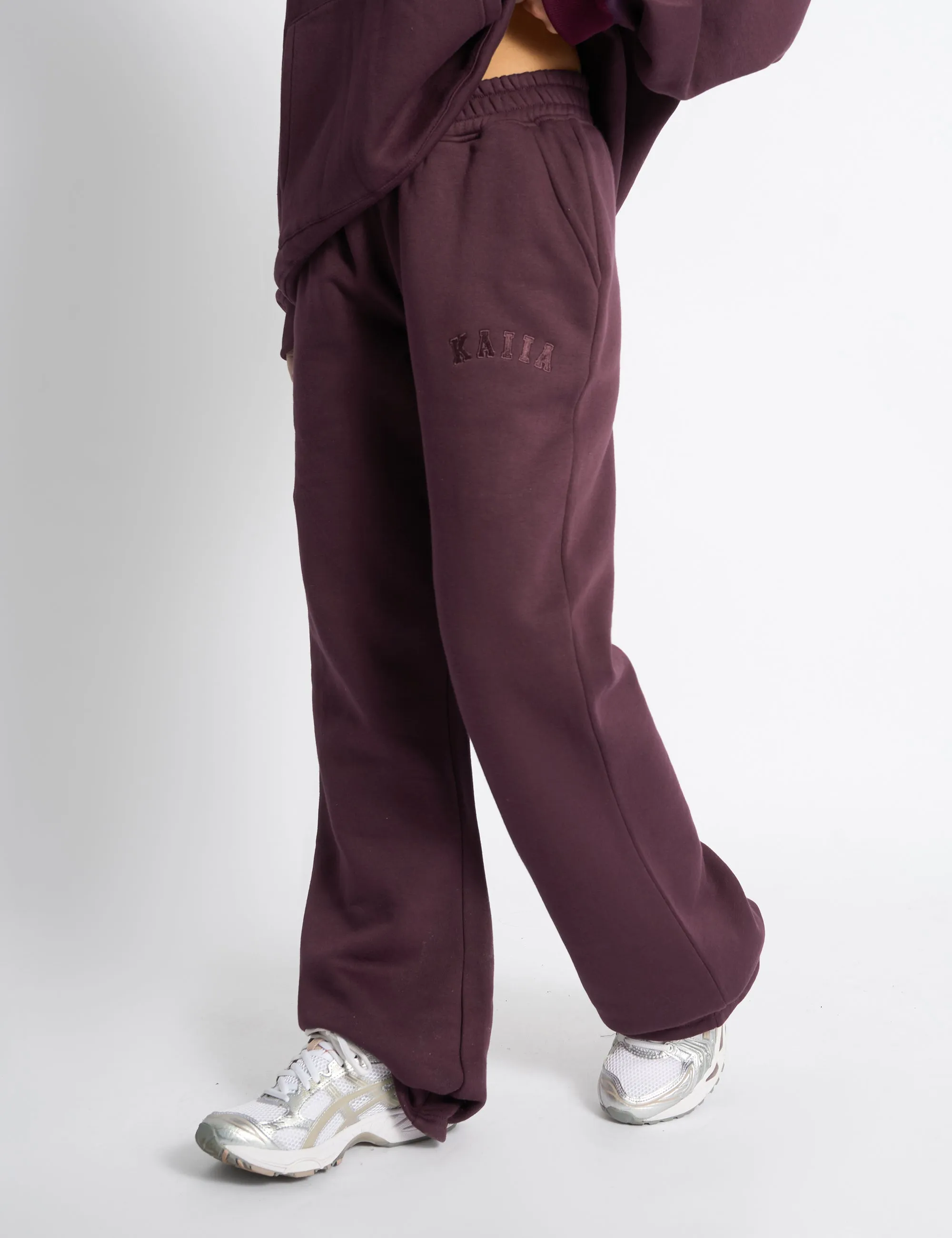 Kaiia Logo Wide Leg Joggers Dark Cherry sold by Public Desire product image thumbnail 2