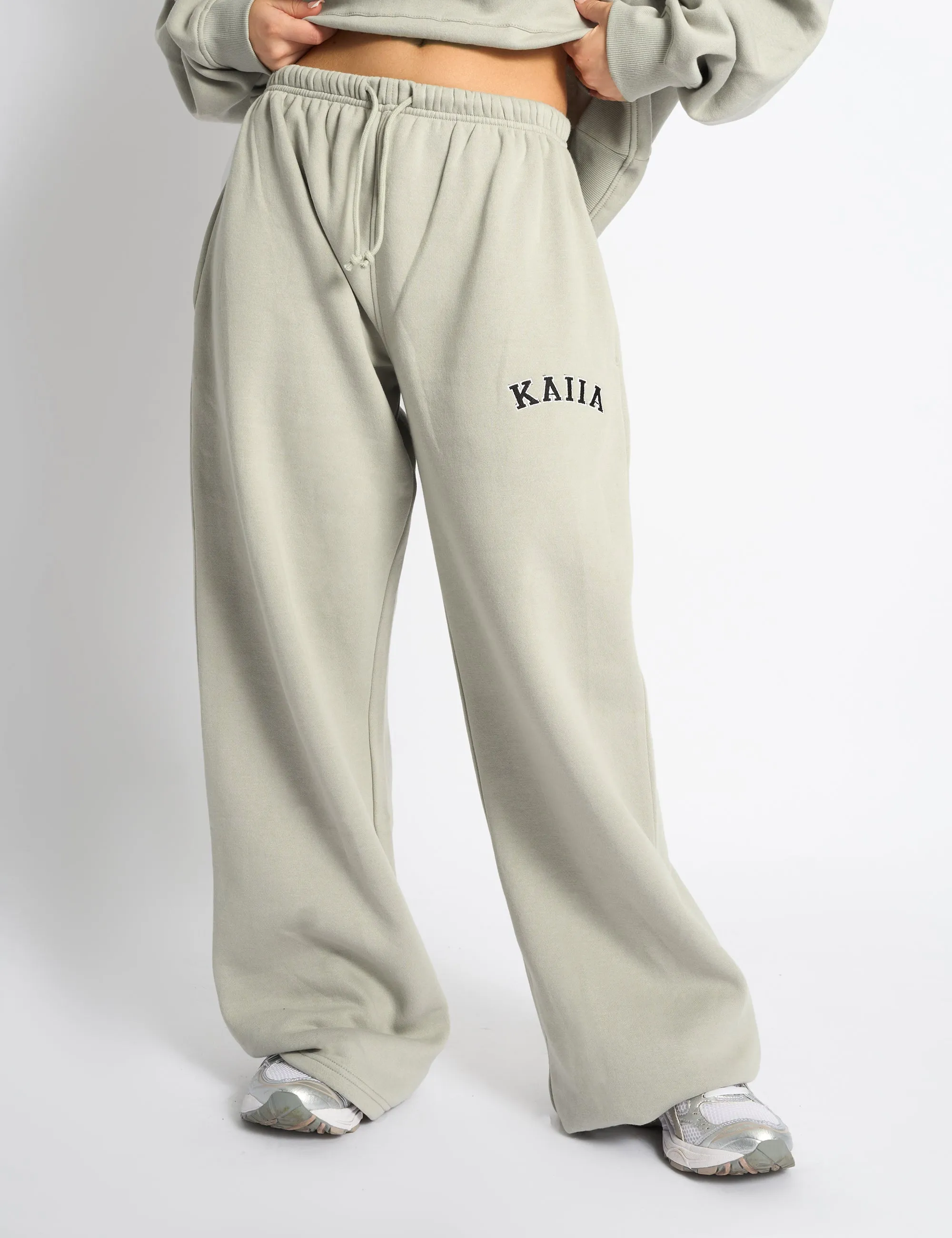 Kaiia Logo Wide Leg Joggers Pebble sold by Public Desire product image thumbnail 3