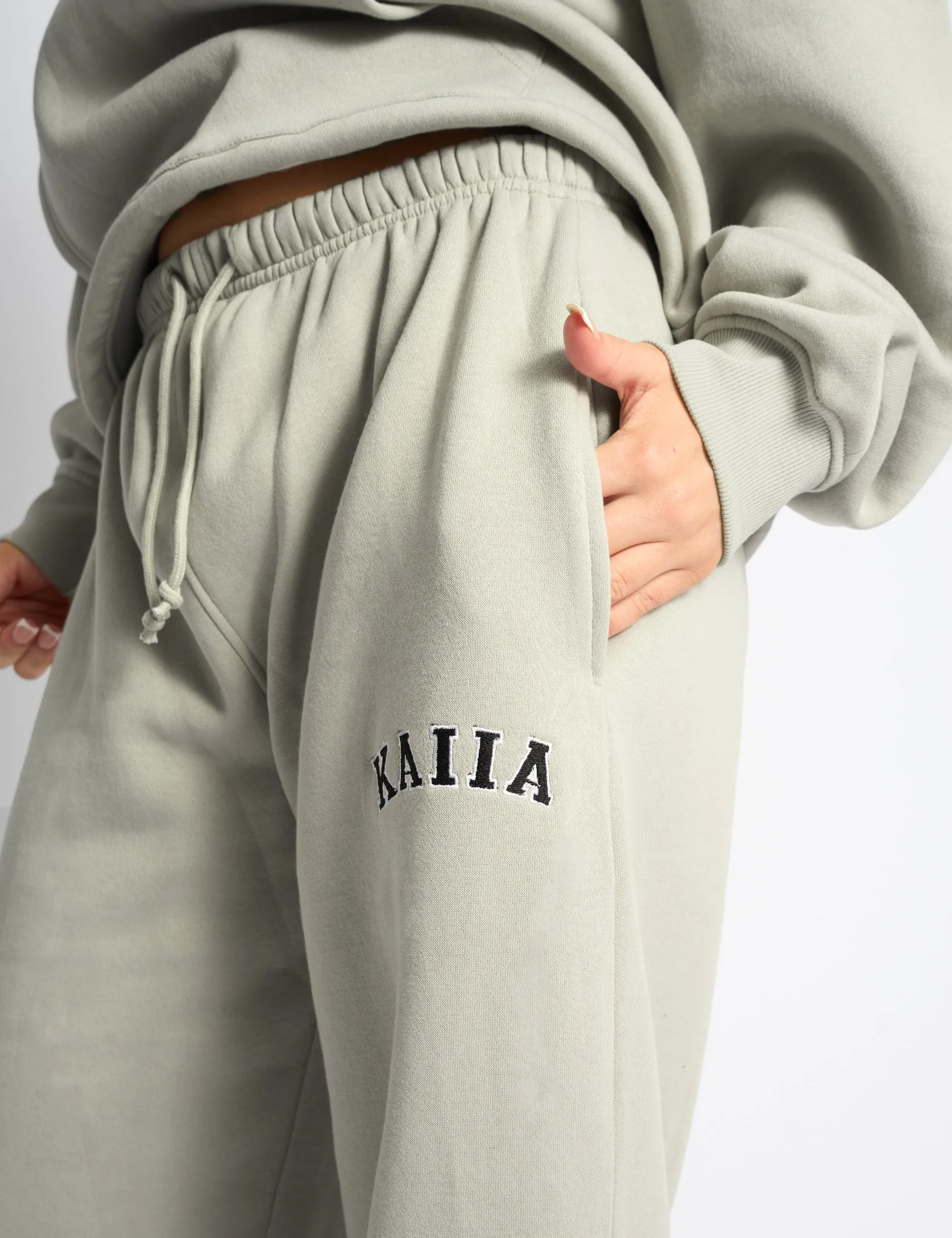 Kaiia Logo Wide Leg Joggers Pebble sold by Public Desire product image thumbnail 4