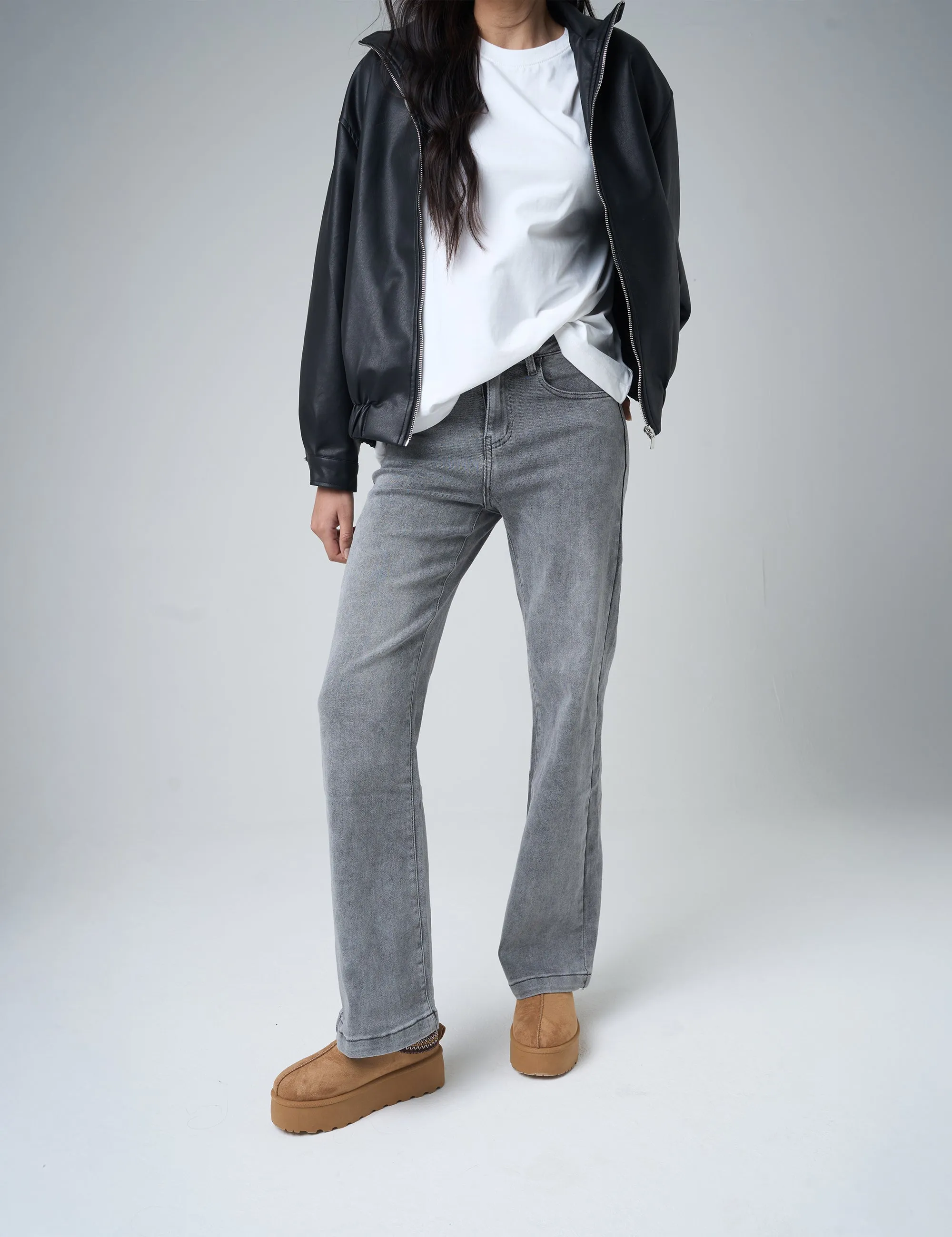 Wide Leg High Rise Denim Jeans Grey sold by Public Desire product image thumbnail 3