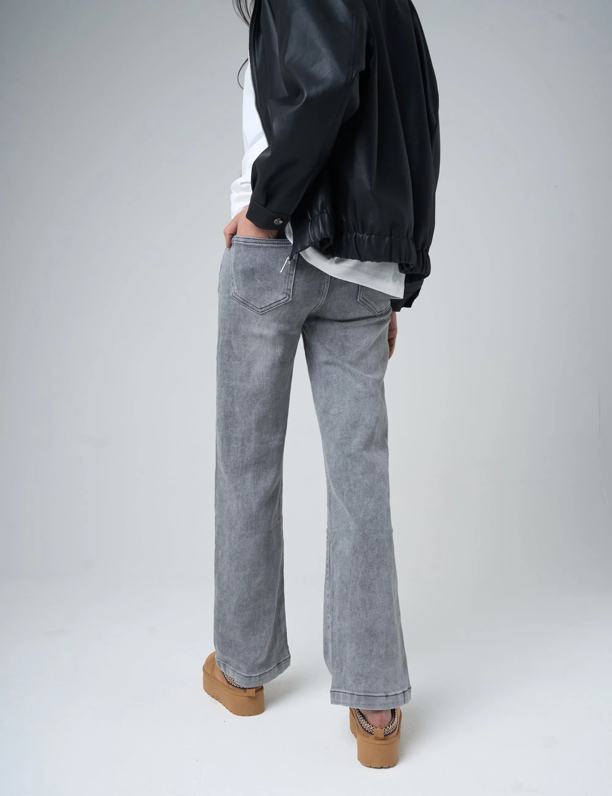 Wide Leg High Rise Denim Jeans Grey sold by Public Desire product image thumbnail 2