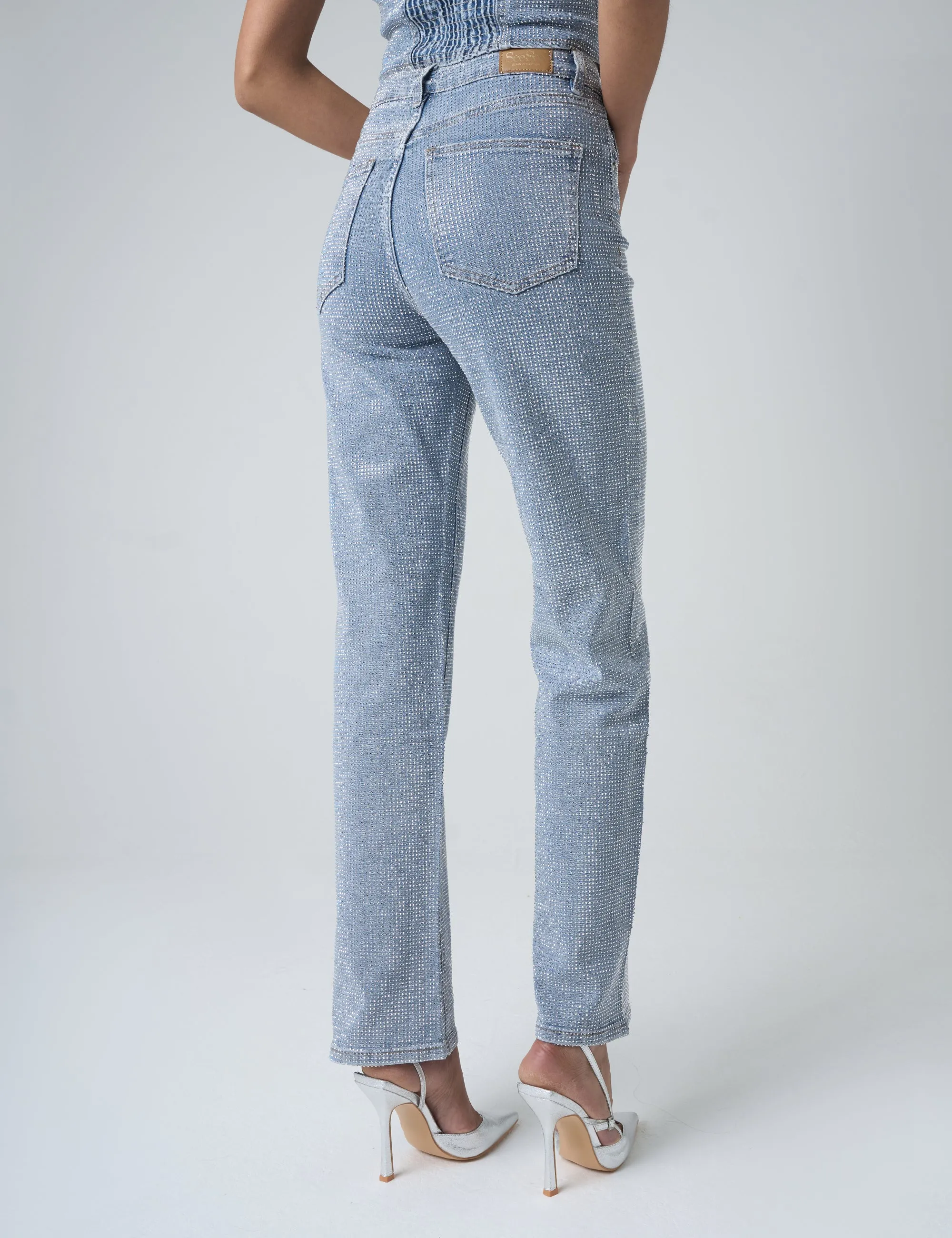 Diamante Straight Fit High Rise Denim Jeans Blue sold by Public Desire product image thumbnail 3