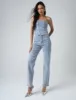 Diamante Straight Fit High Rise Denim Jeans Blue sold by Public Desire