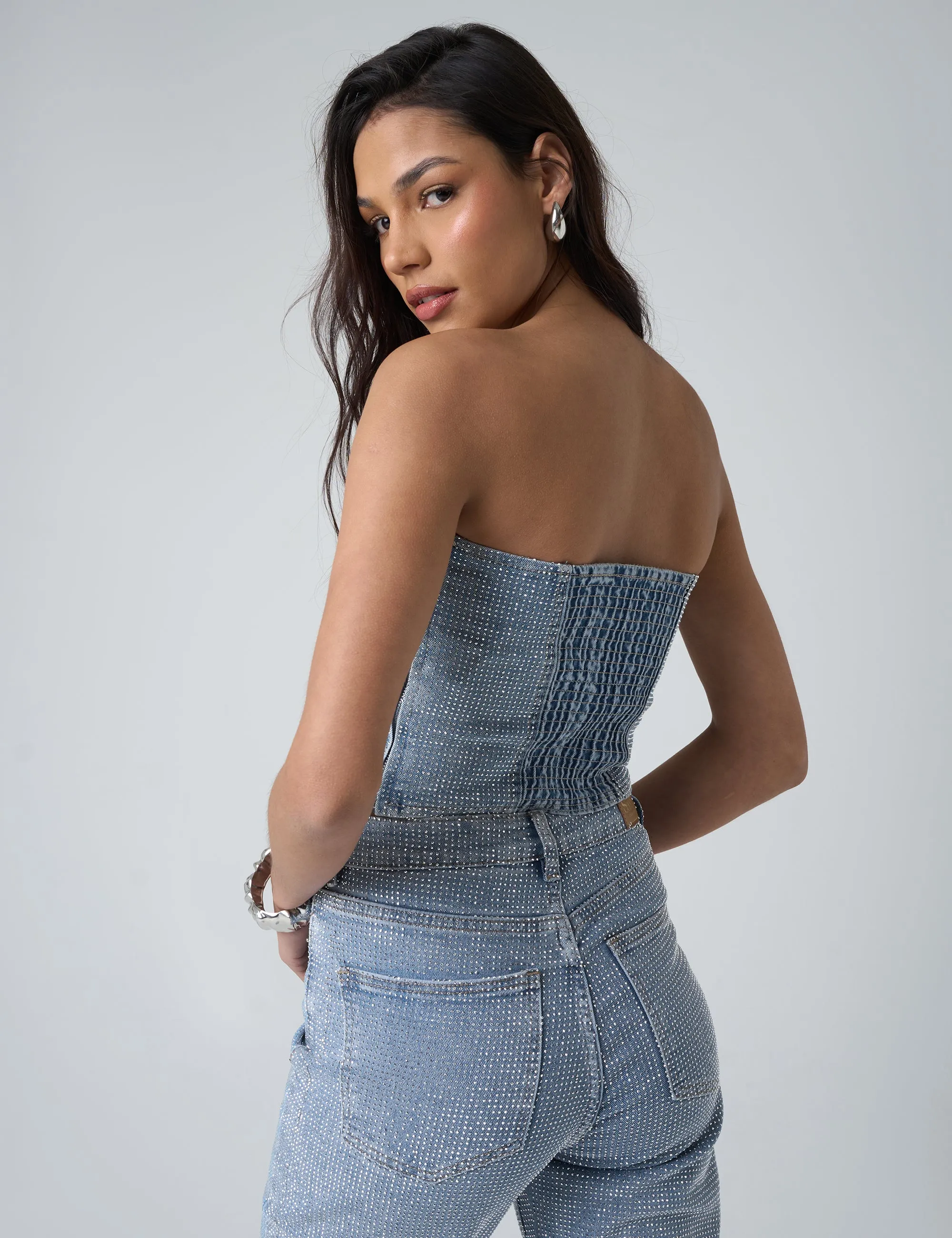Diamante Denim Corset Blue sold by Public Desire product image thumbnail 3