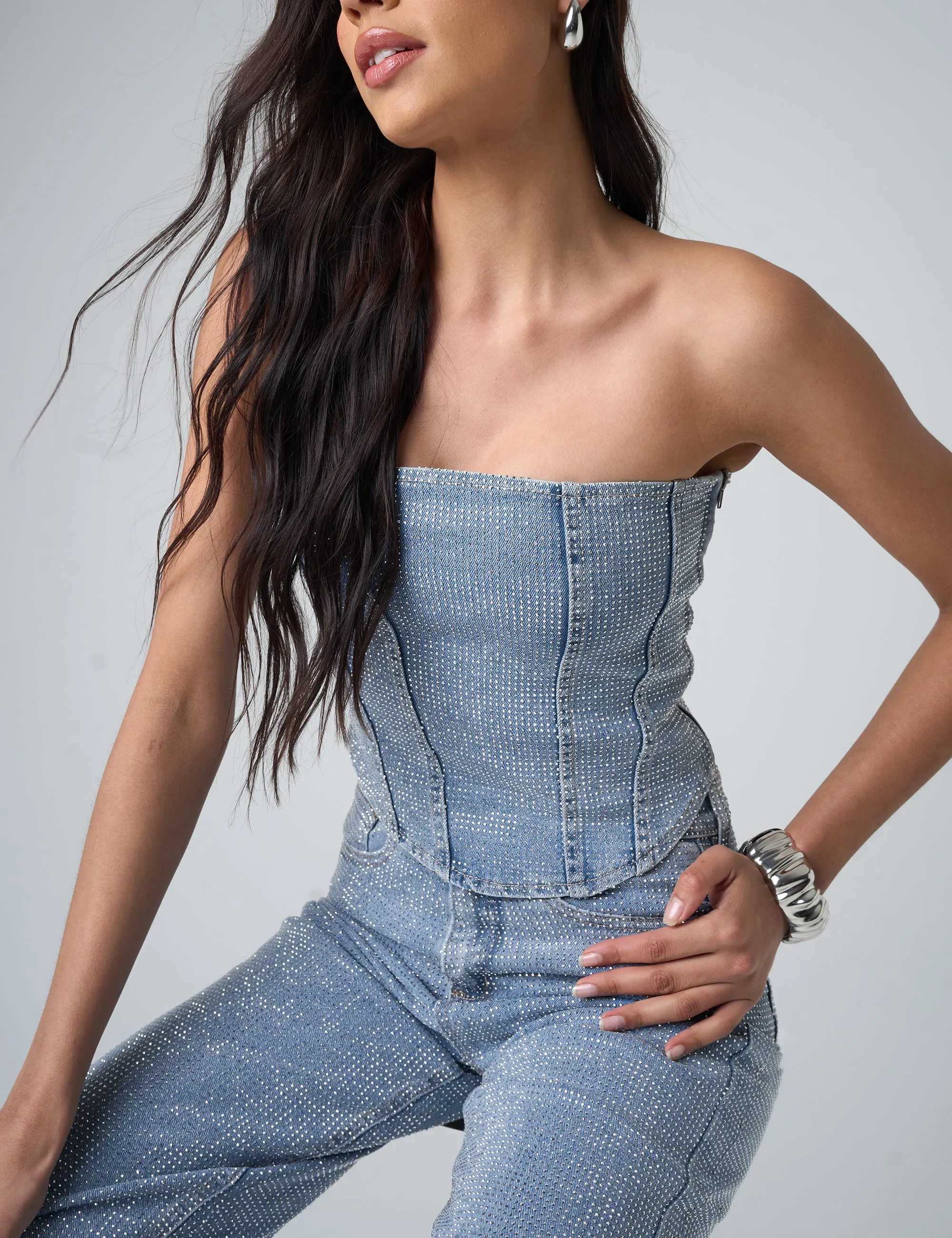 Diamante Denim Corset Blue sold by Public Desire product image thumbnail 5