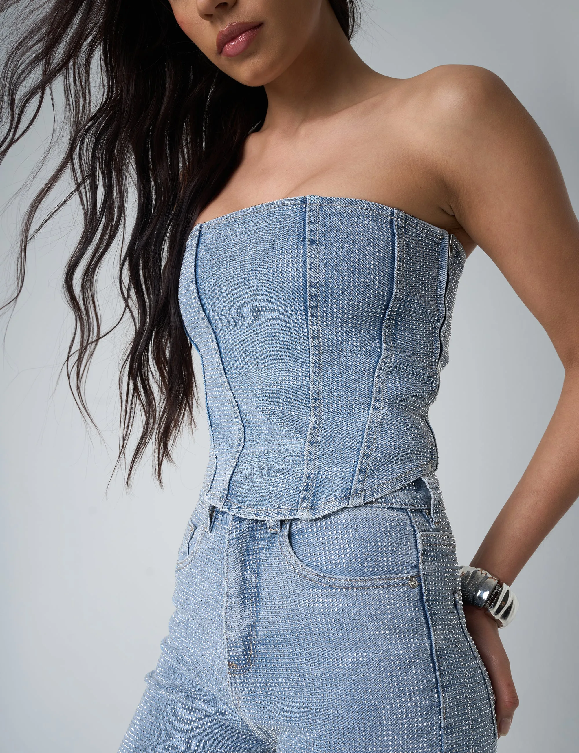 Diamante Denim Corset Blue sold by Public Desire product image thumbnail 4