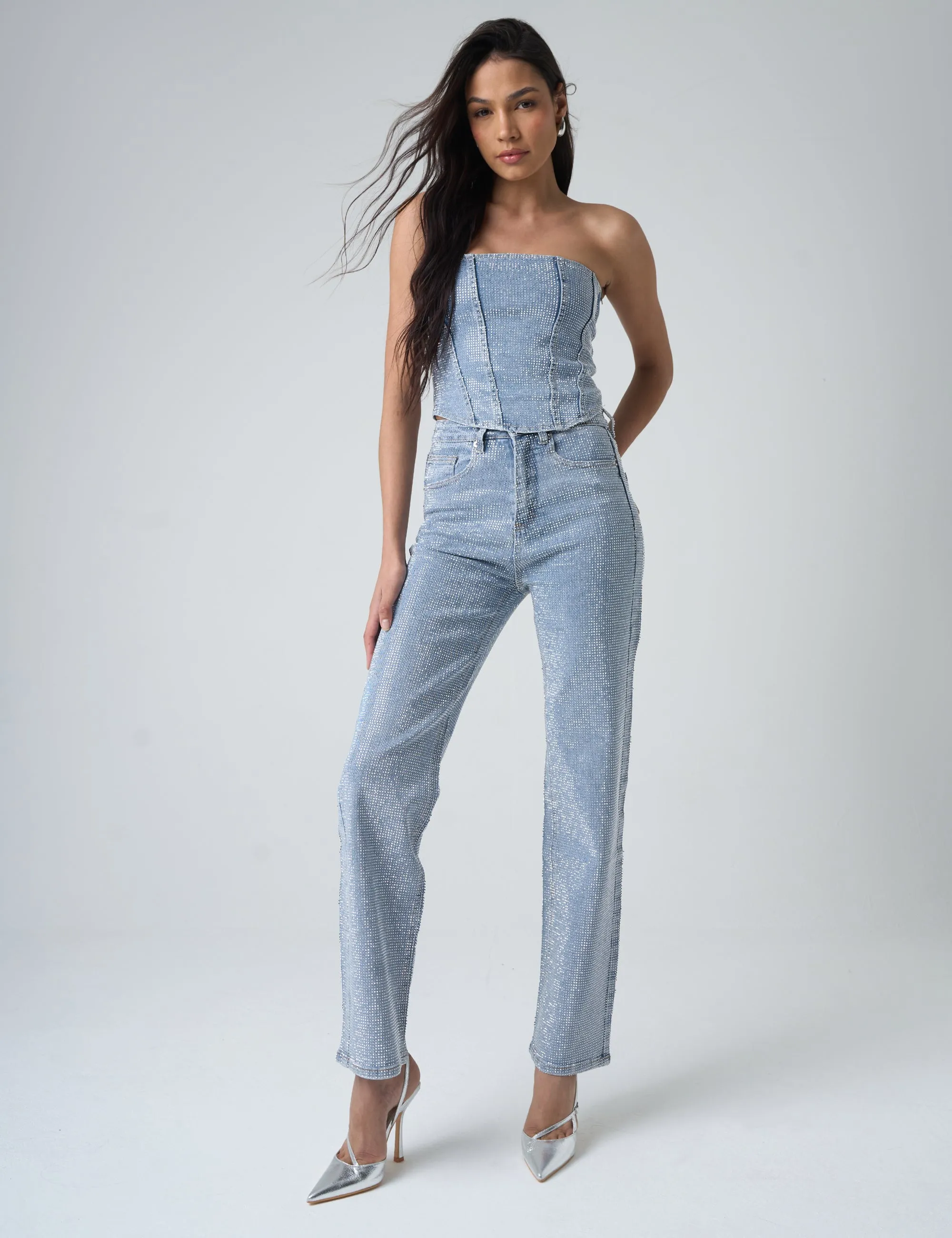 Diamante Denim Corset Blue sold by Public Desire product image thumbnail 2