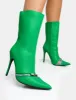 Pitstop Green Pu Zip Detail Pointed Toe Stiletto Heel Ankle Boots sold by Public Desire