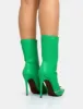 Pitstop Green Pu Zip Detail Pointed Toe Stiletto Heel Ankle Boots sold by Public Desire