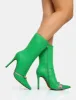 Pitstop Green Pu Zip Detail Pointed Toe Stiletto Heel Ankle Boots sold by Public Desire