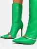 Pitstop Green Pu Zip Detail Pointed Toe Stiletto Heel Ankle Boots sold by Public Desire