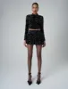 Bow Detail Sequin Long Sleeve Cropped Top Black sold by Public Desire