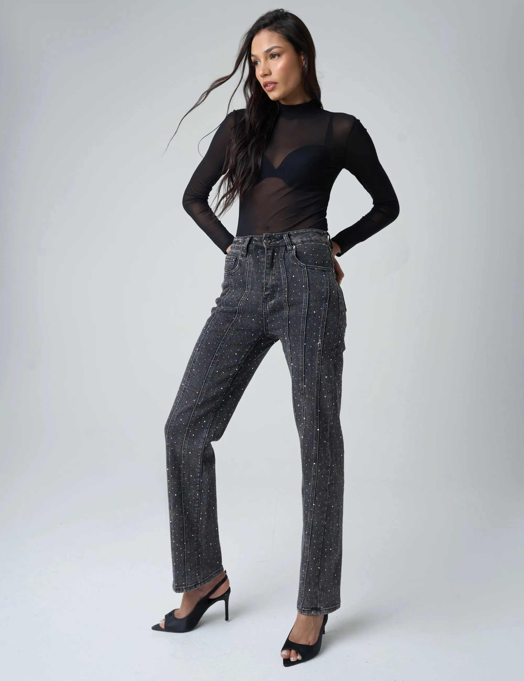 Mesh Long Sleeve Bodysuit Black sold by Public Desire product image thumbnail 3