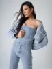 Diamante Denim Cropped Jacket Blue sold by Public Desire