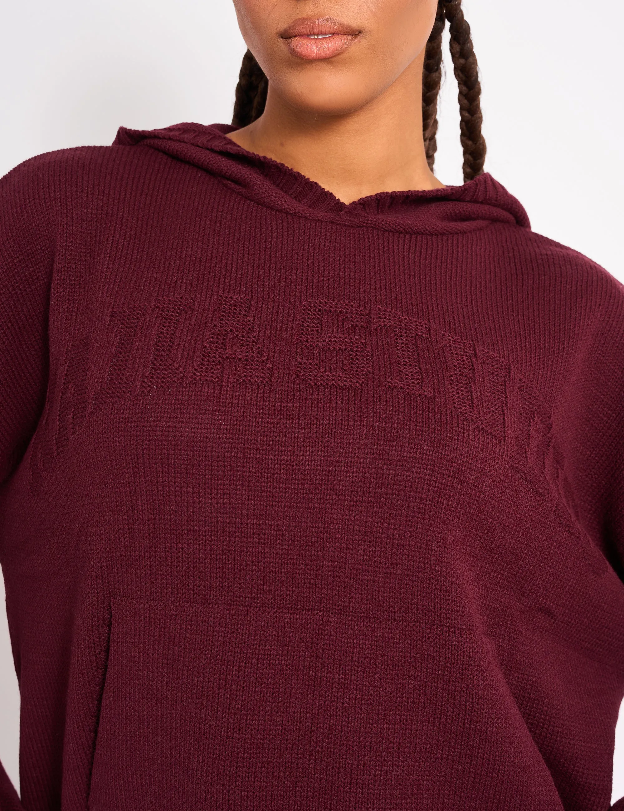 Kaiia Studio Knitted Hoodie Burgundy sold by Public Desire product image thumbnail 4