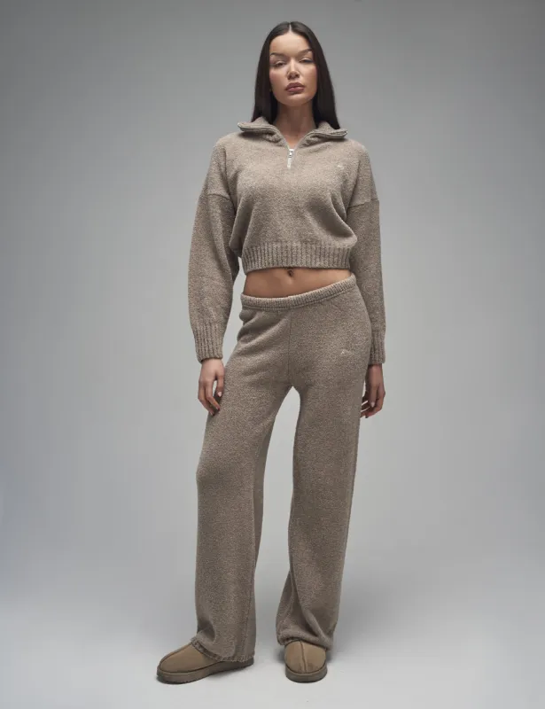 Kaiia Knit Wide Leg Trousers Taupe sold by Public Desire