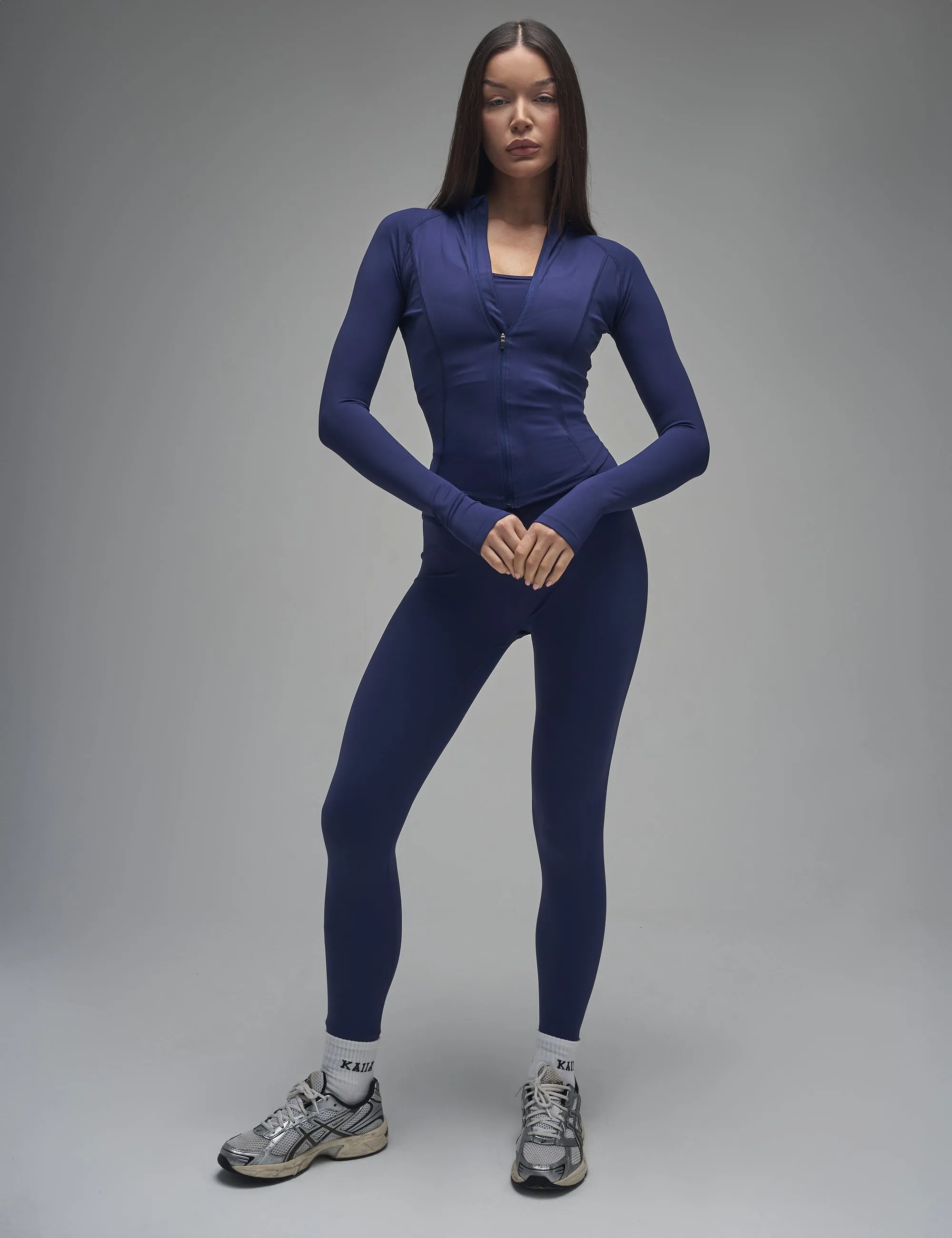 Kaiia Sculpt Long Sleeve Zip Through Fitted Jacket Navy sold by Public Desire product image thumbnail 2