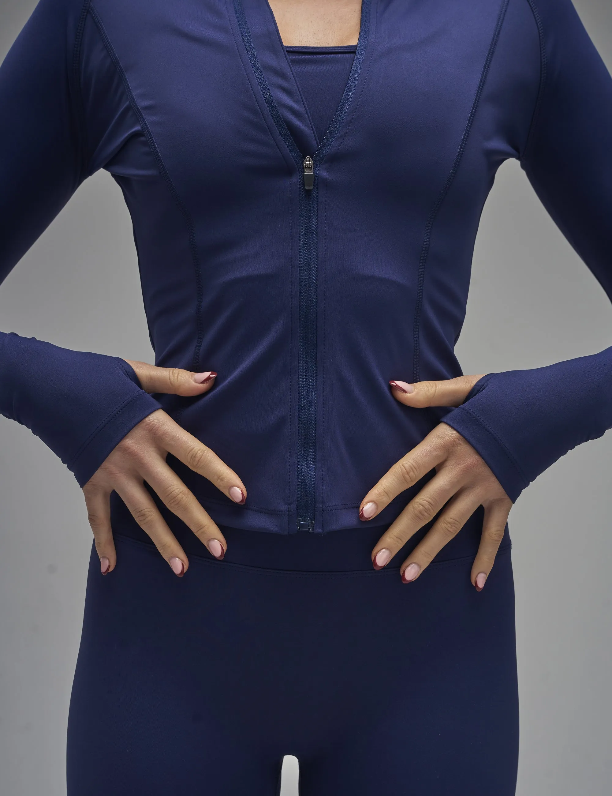 Kaiia Sculpt Long Sleeve Zip Through Fitted Jacket Navy sold by Public Desire product image thumbnail 5