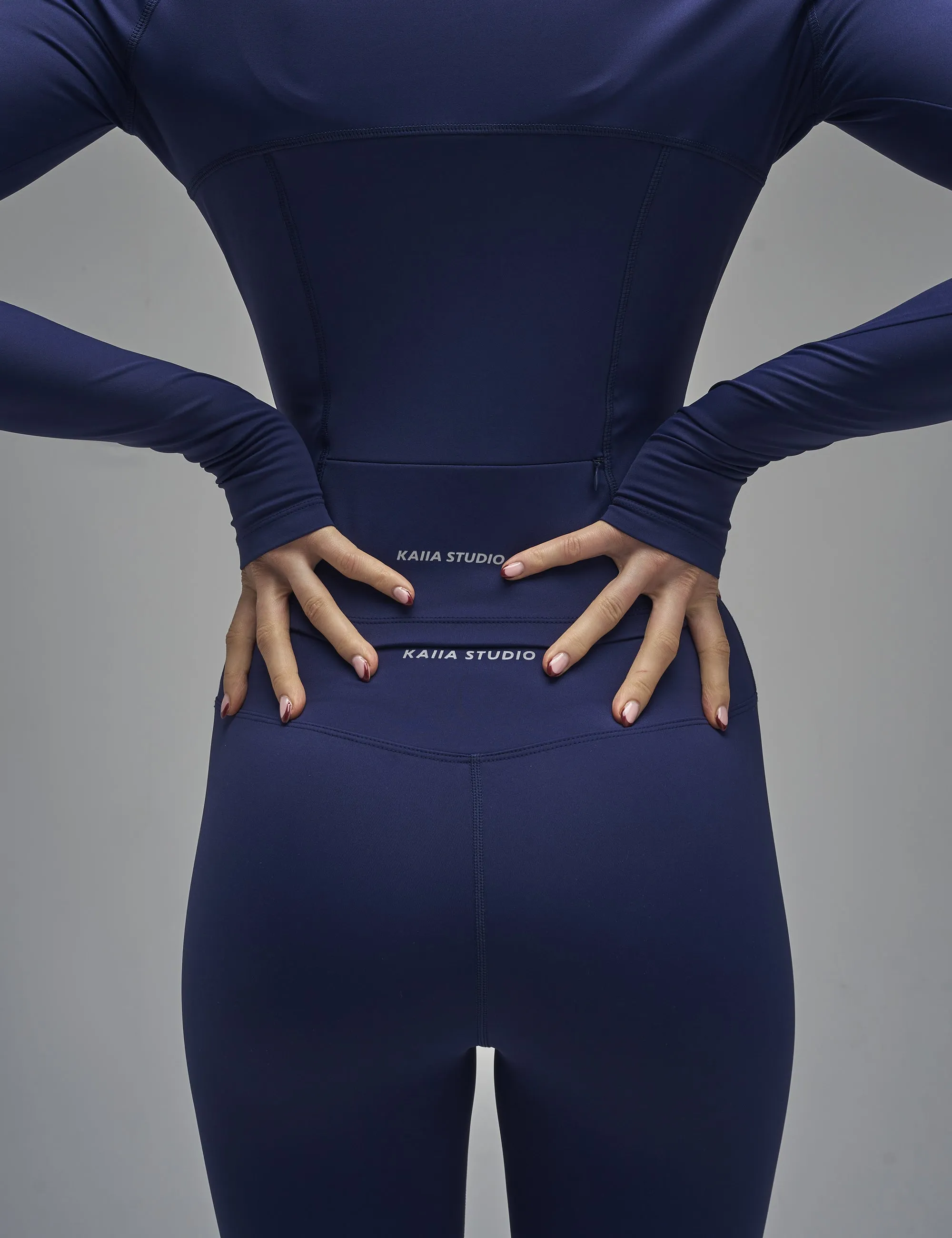 Kaiia Sculpt Long Sleeve Zip Through Fitted Jacket Navy sold by Public Desire product image thumbnail 4