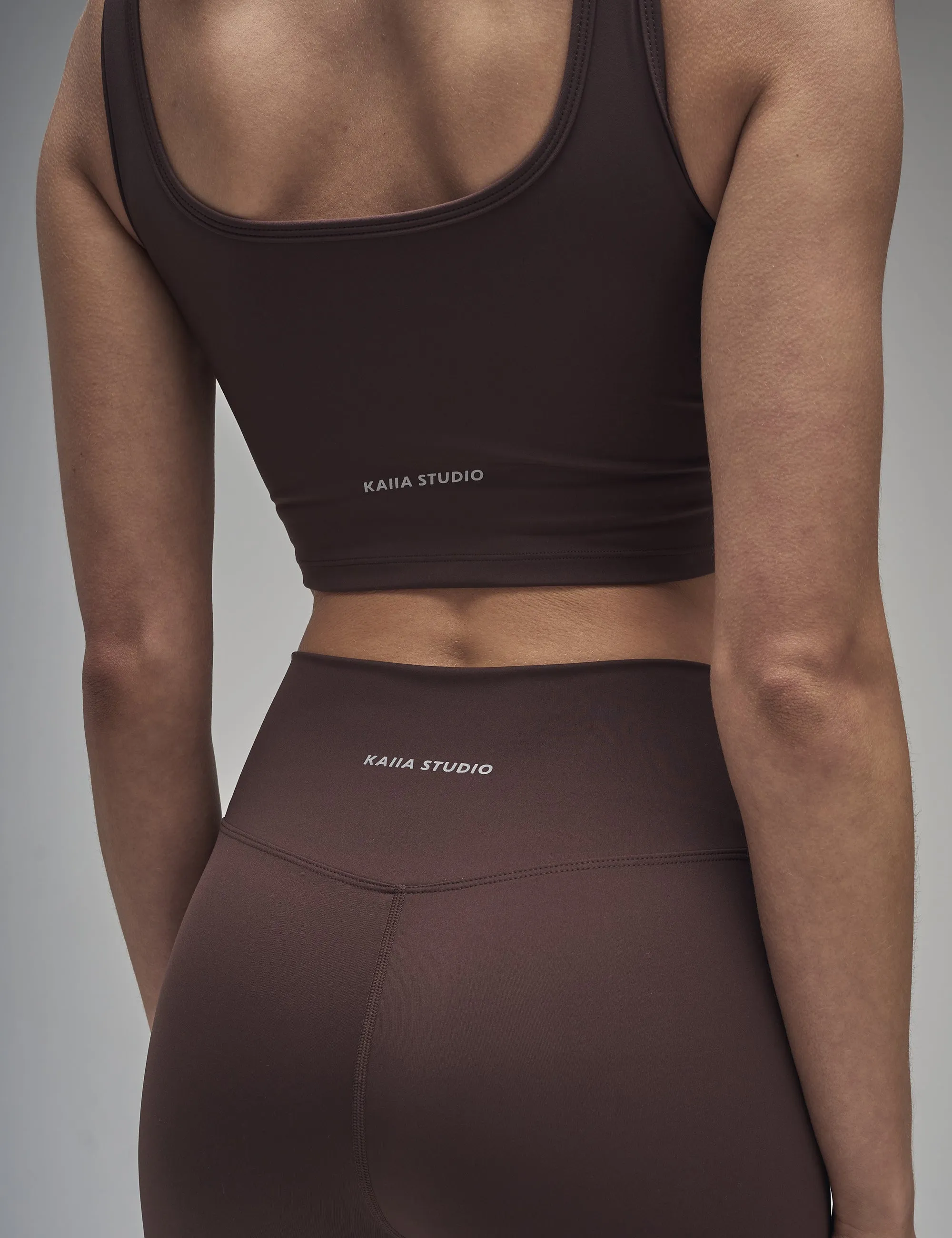 Kaiia Sculpt Square Neck Crop Top Chocolate sold by Public Desire product image thumbnail 3