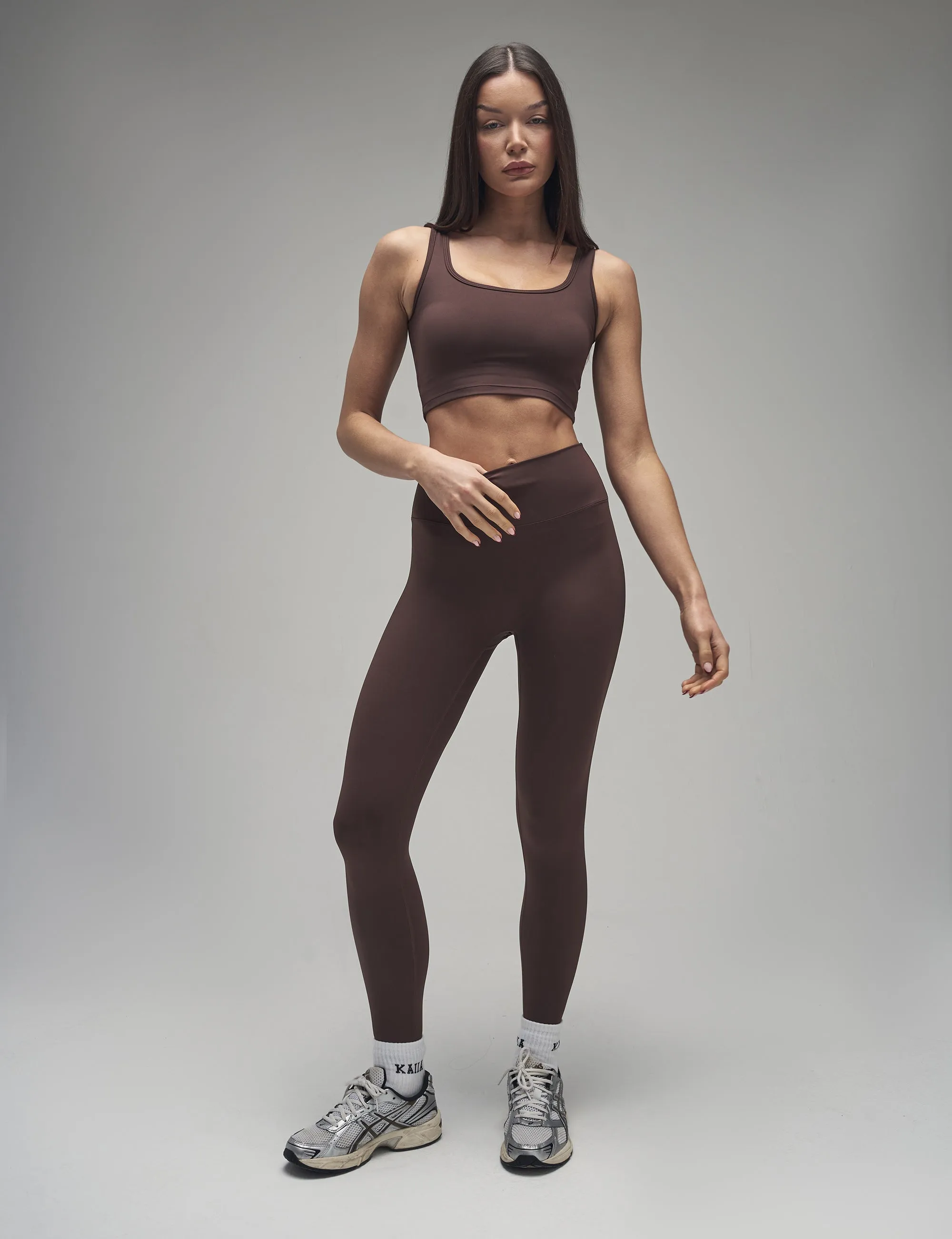 Kaiia Sculpt Square Neck Crop Top Chocolate sold by Public Desire product image thumbnail 4