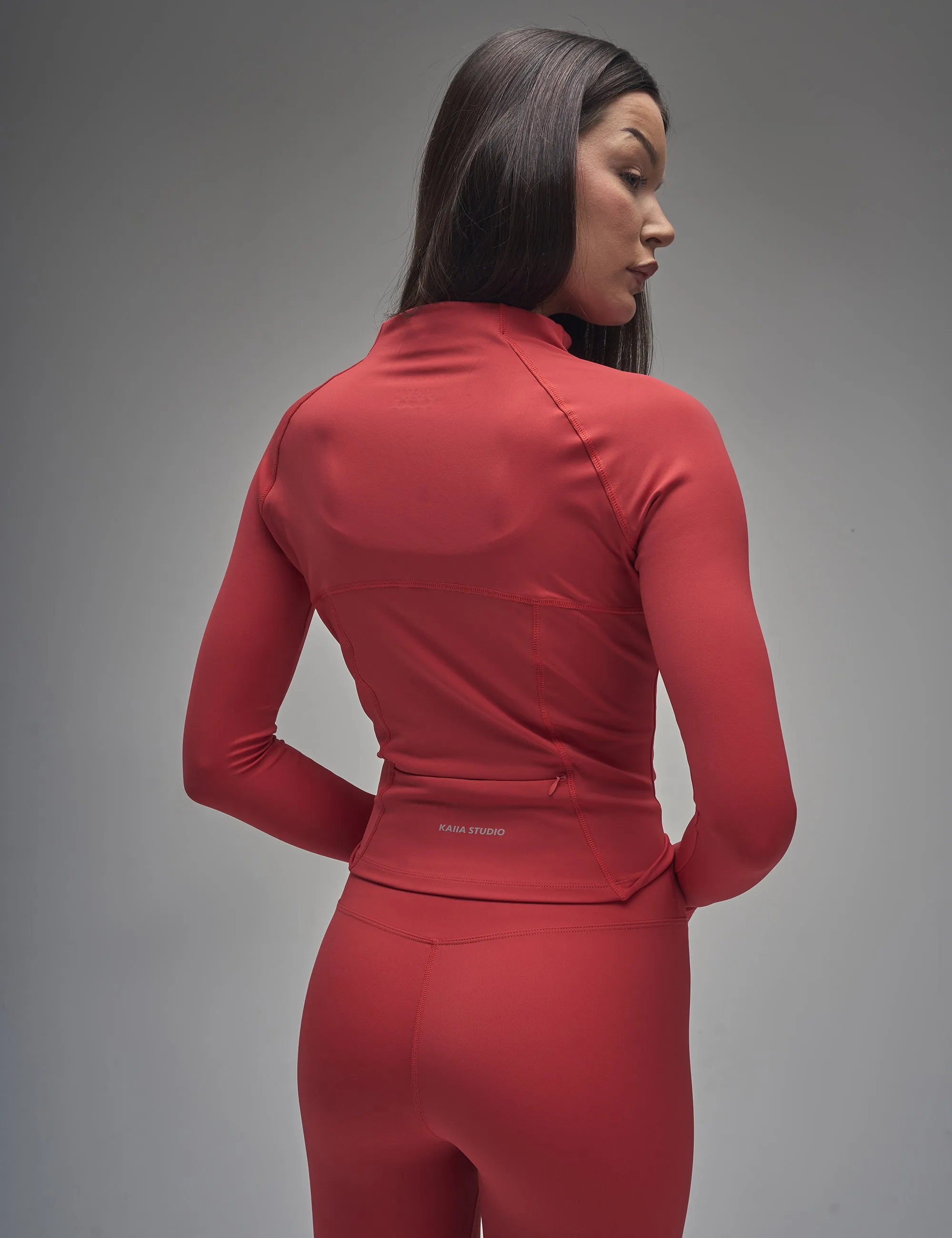 Kaiia Sculpt Long Sleeve Zip Through Fitted Jacket Red sold by Public Desire product image thumbnail 2