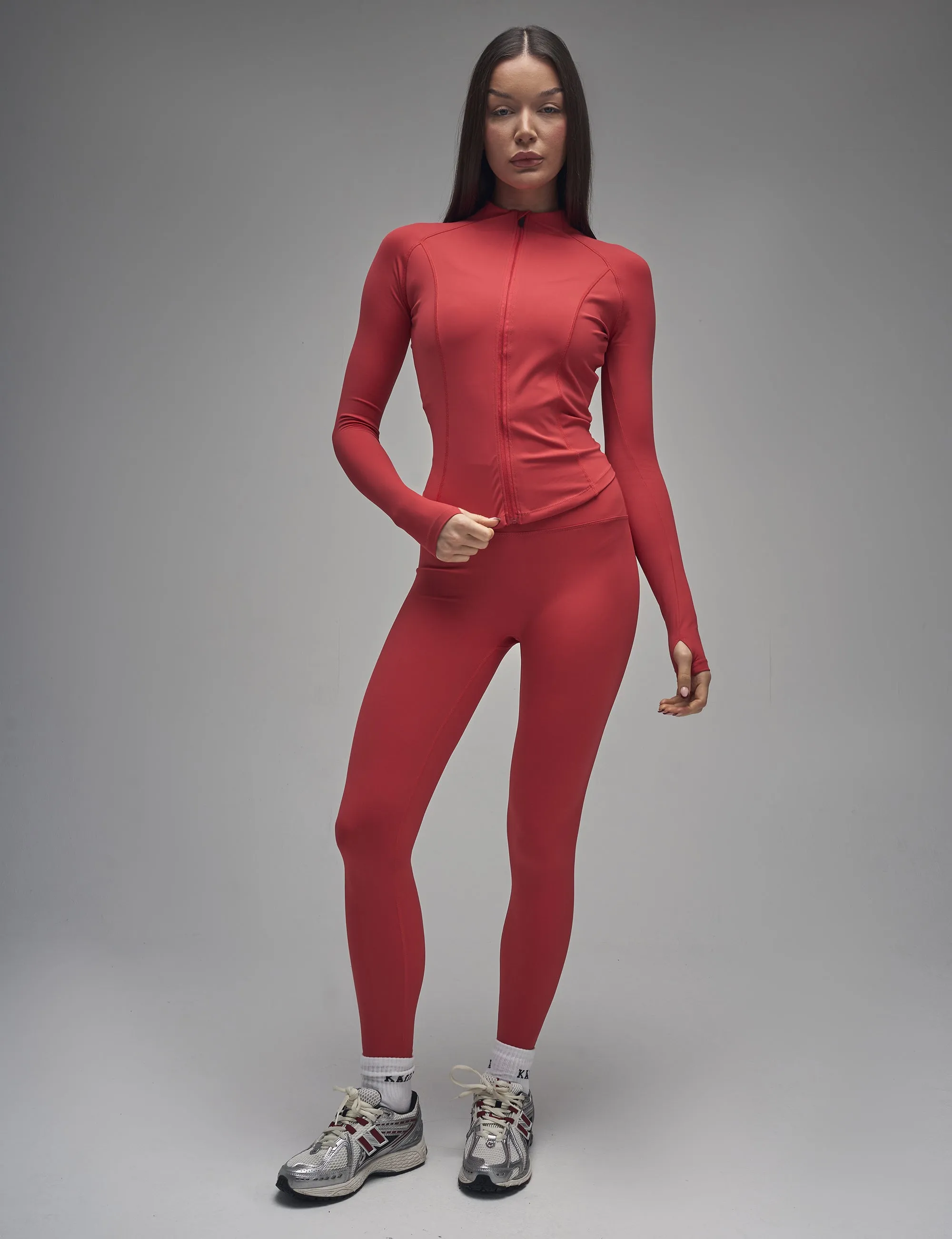 Kaiia Sculpt Long Sleeve Zip Through Fitted Jacket Red sold by Public Desire product image thumbnail 4