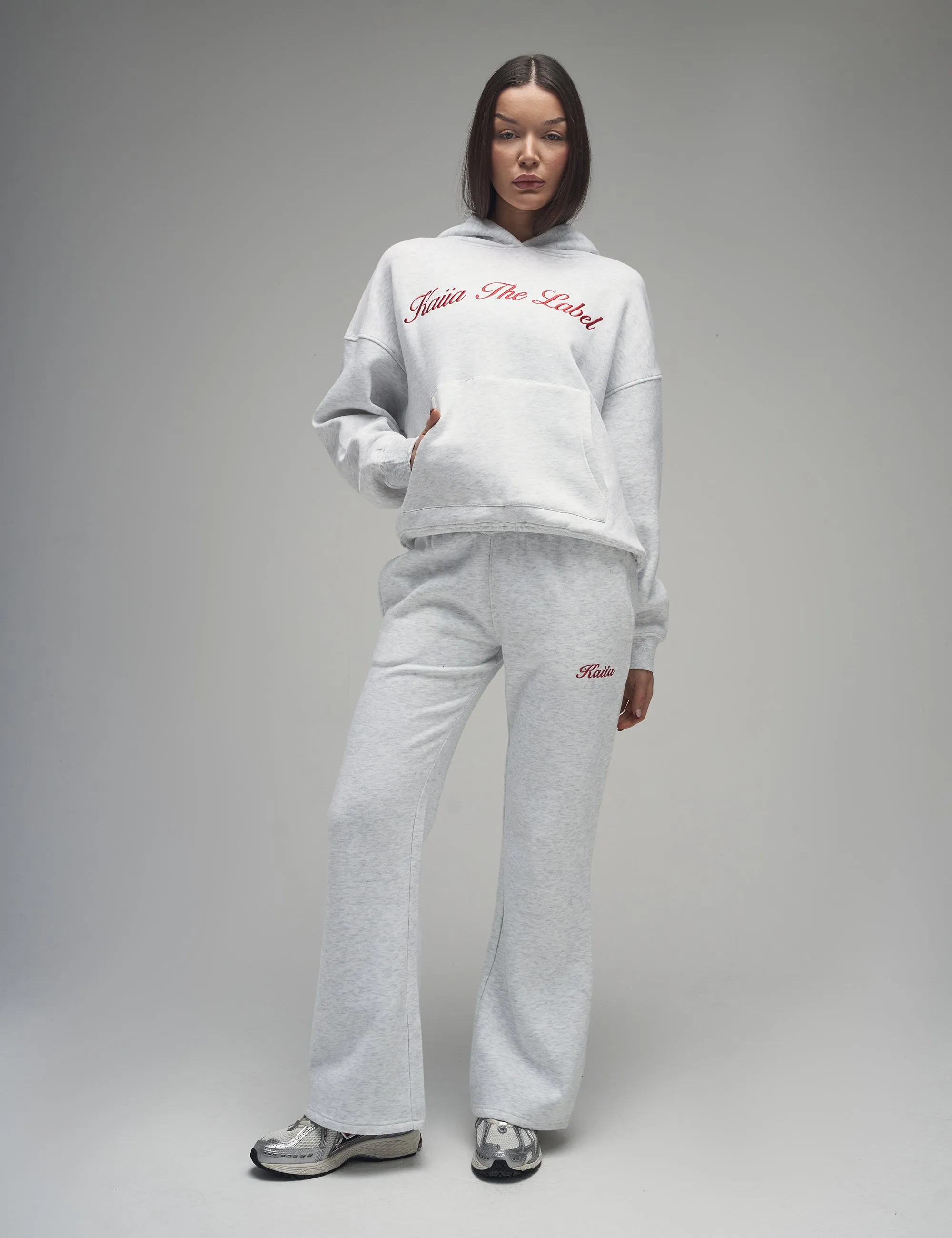 Kaiia Script Logo Oversized Hoodie Light Grey Marl & Red sold by Public Desire product image thumbnail 4