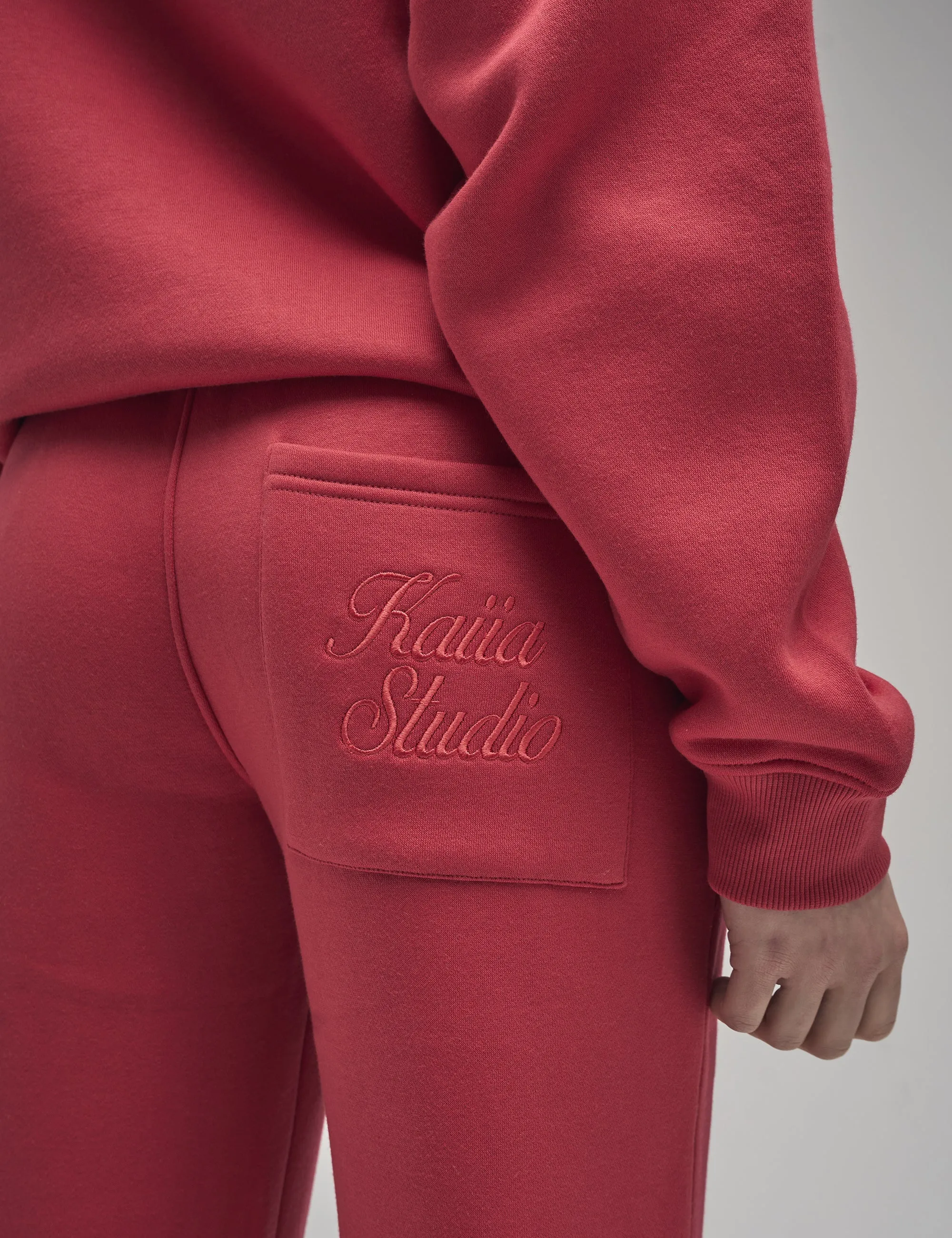 Kaiia Script Logo Wide Leg Joggers Red sold by Public Desire product image thumbnail 4