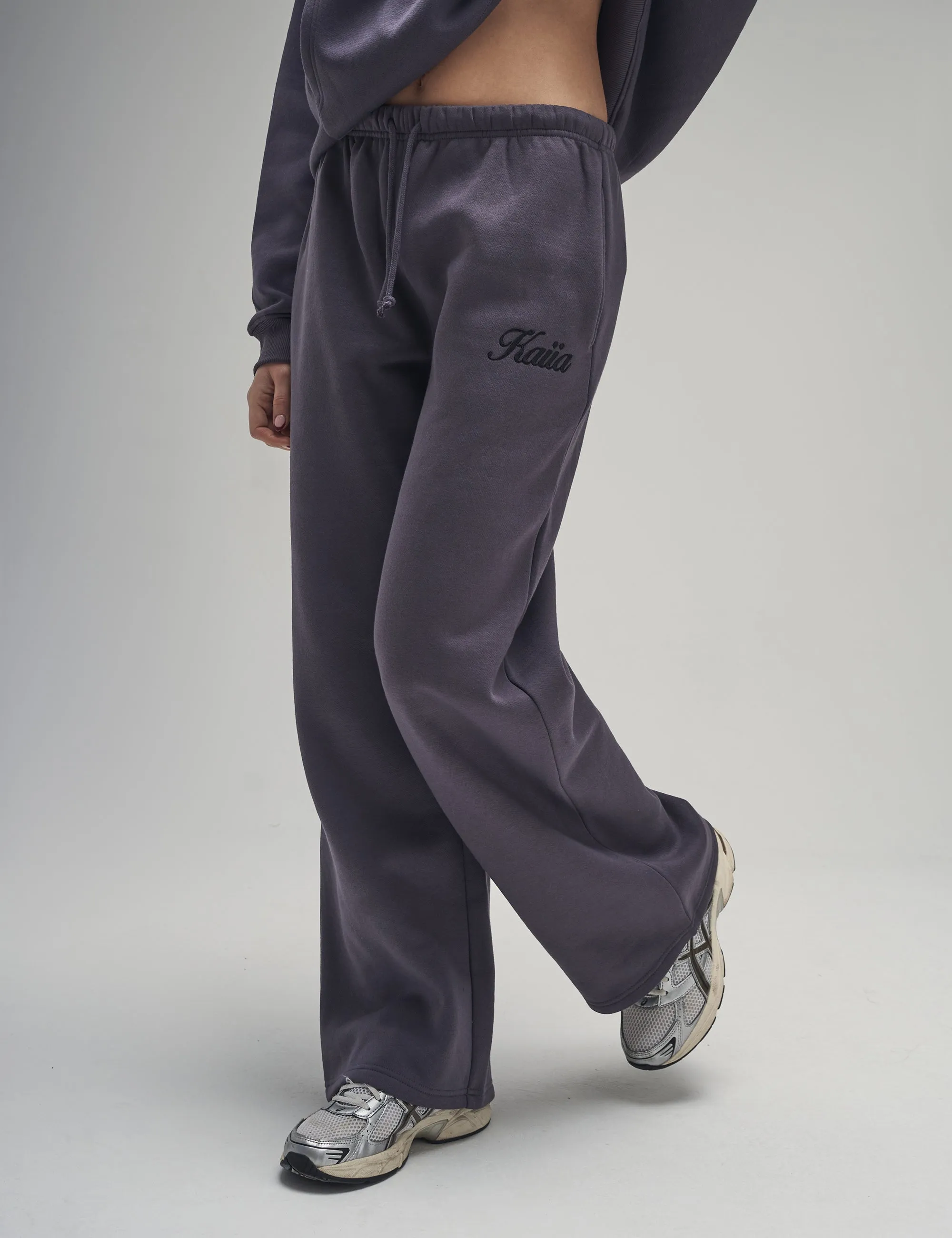 Kaiia Studio Script Logo Wide Leg Joggers Dark Grey sold by Public Desire product image thumbnail 2
