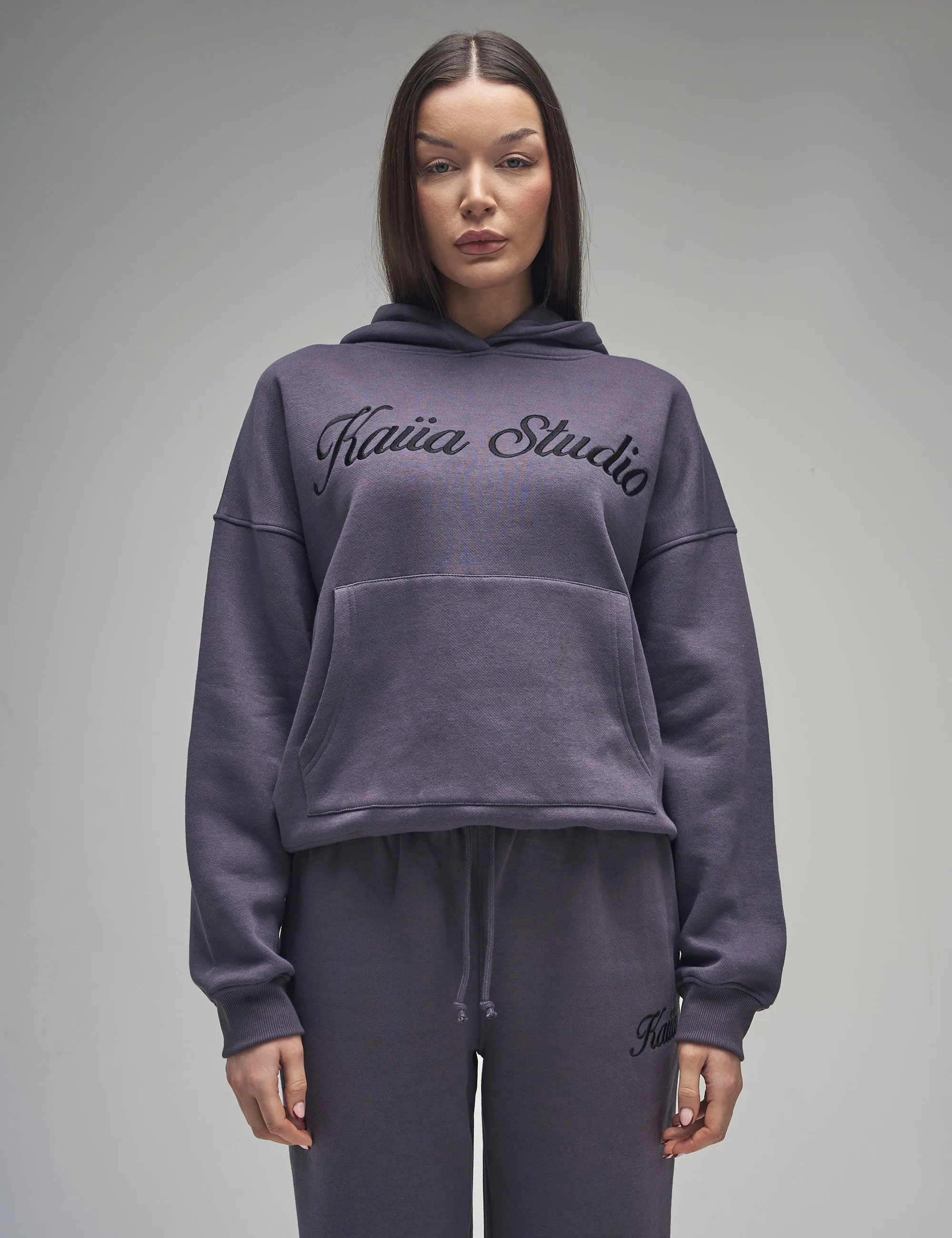 Kaiia Studio Script Logo Oversized Hoodie Dark Grey sold by Public Desire