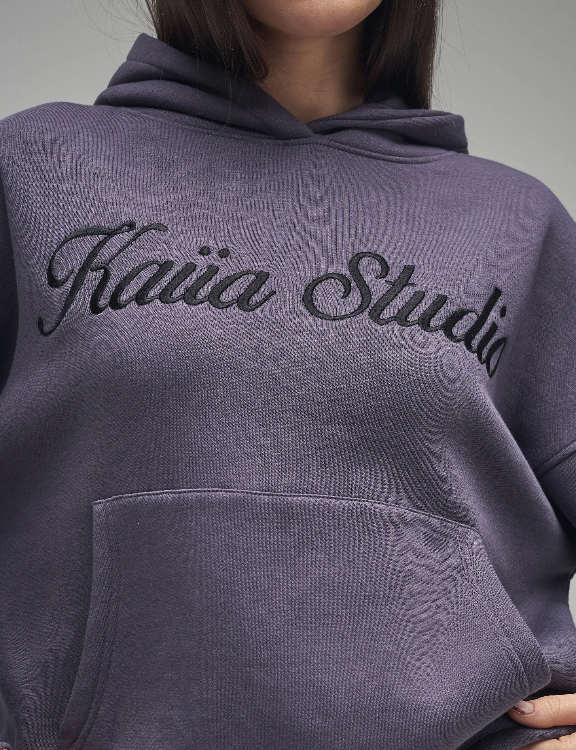 Kaiia Studio Script Logo Oversized Hoodie Dark Grey sold by Public Desire product image thumbnail 3