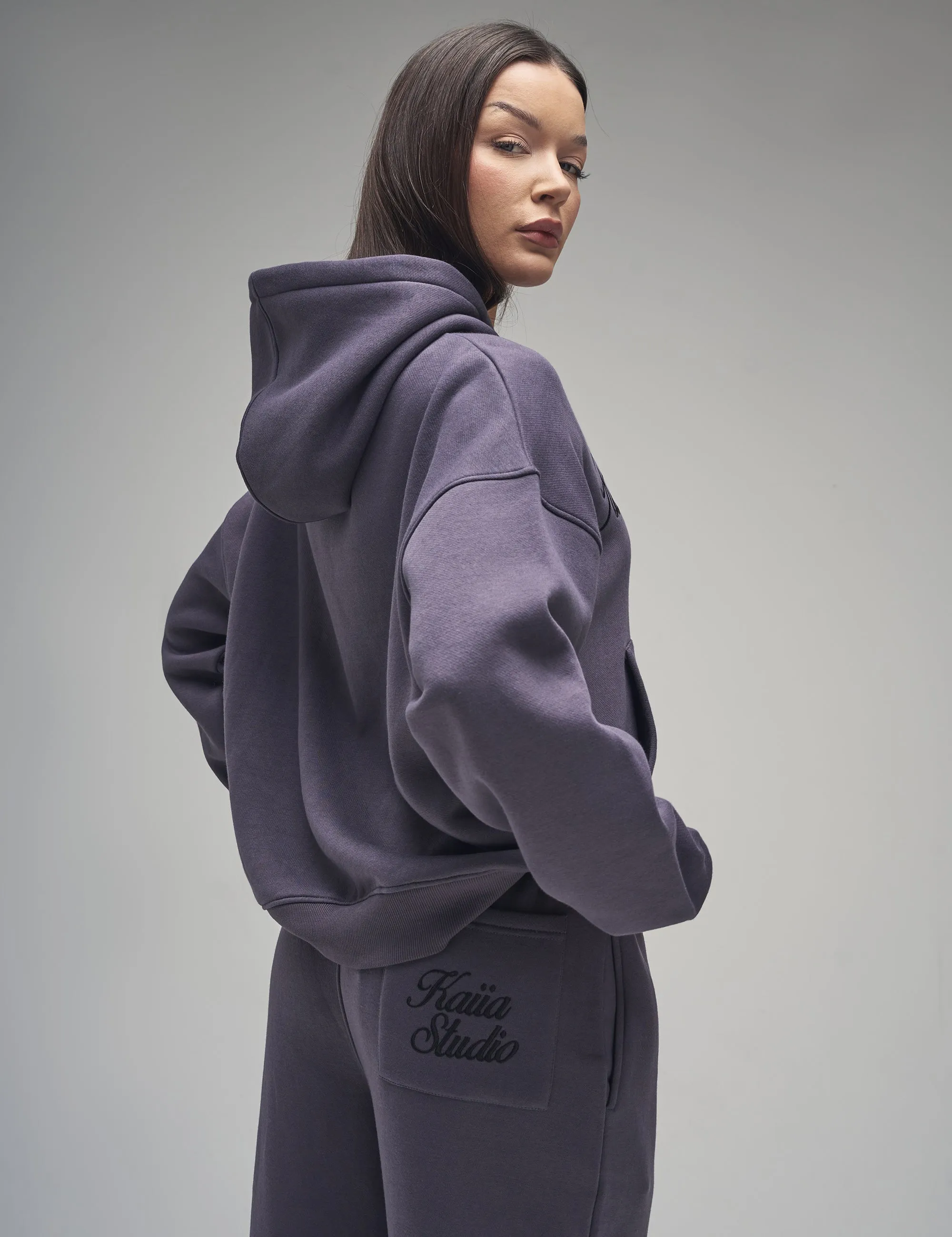 Kaiia Studio Script Logo Oversized Hoodie Dark Grey sold by Public Desire product image thumbnail 4
