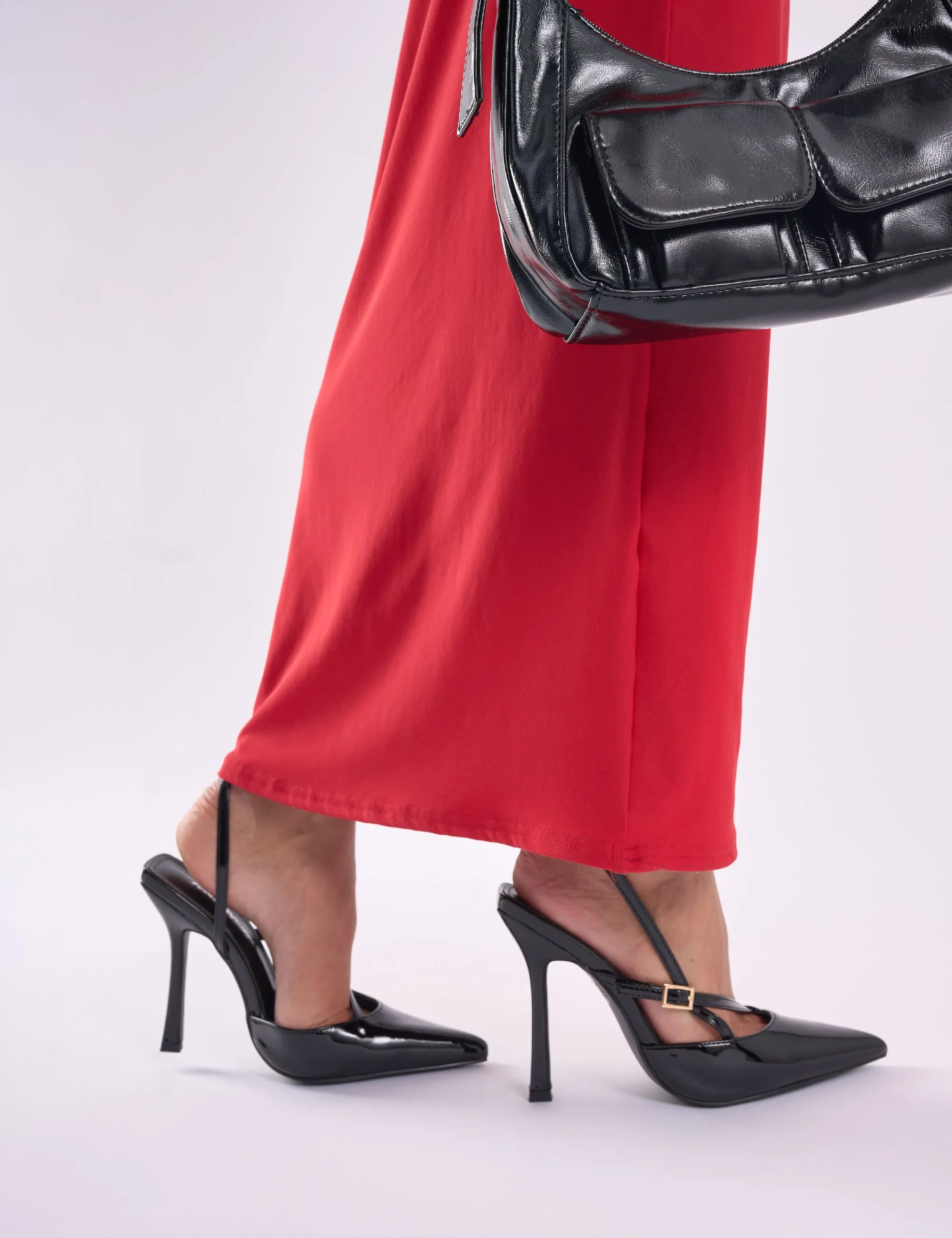 Idol Wide Fit Black Patent Buckle Strappy Detail Stiletto Court High Heels sold by Public Desire product image thumbnail 3