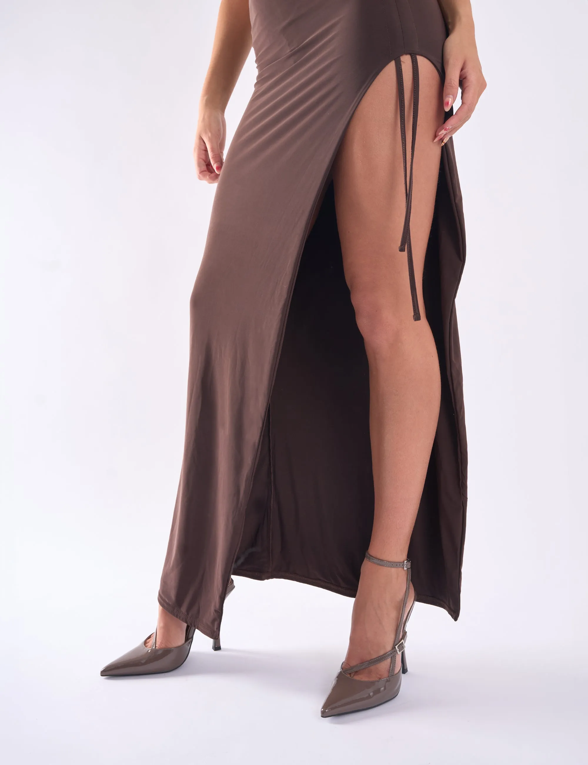 Idol Taupe Patent Buckle Strappy Detail Stiletto Court High Heels sold by Public Desire product image thumbnail 4