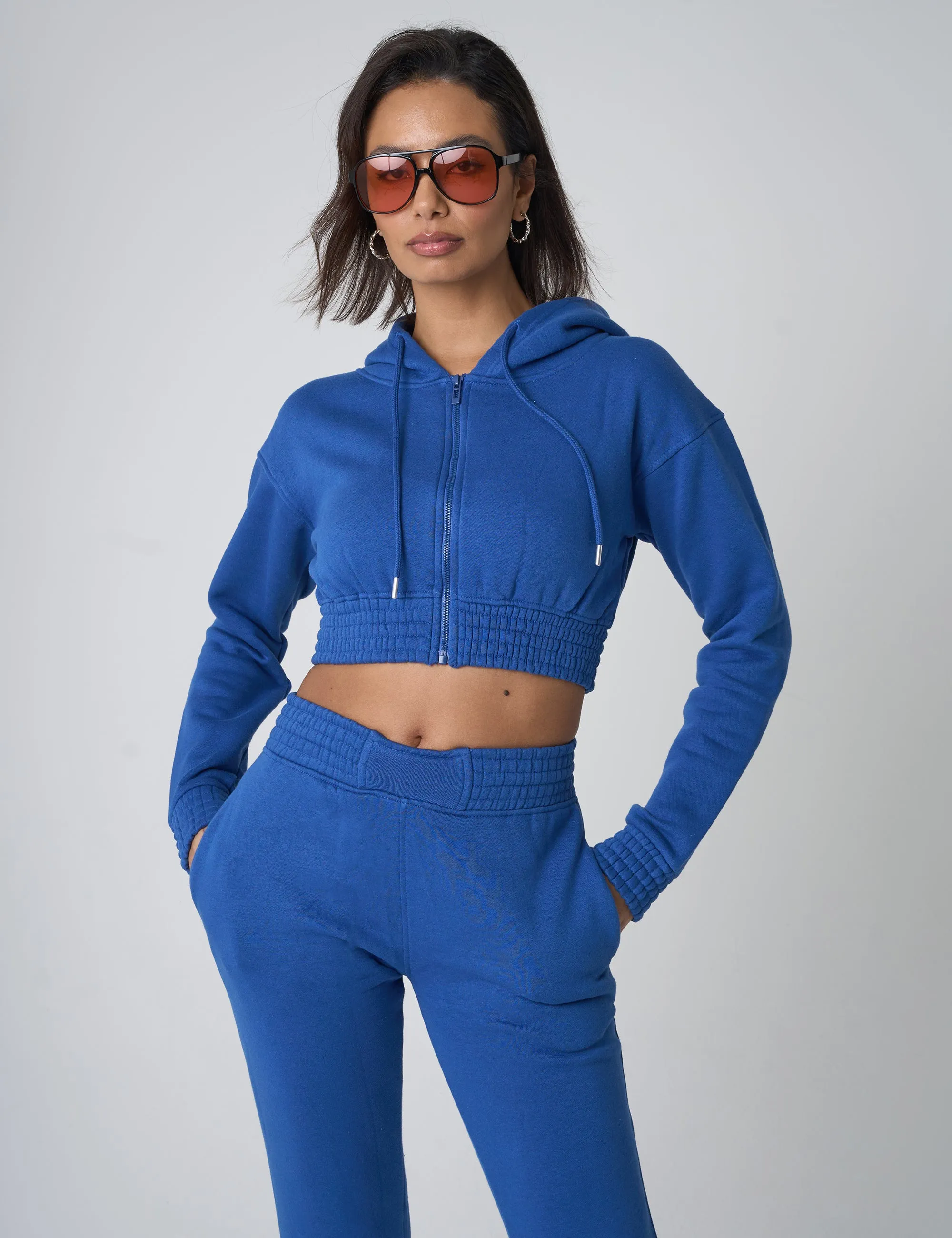 Cinched Waist Cropped Hoodie Cobalt Blue sold by Public Desire product image thumbnail 2