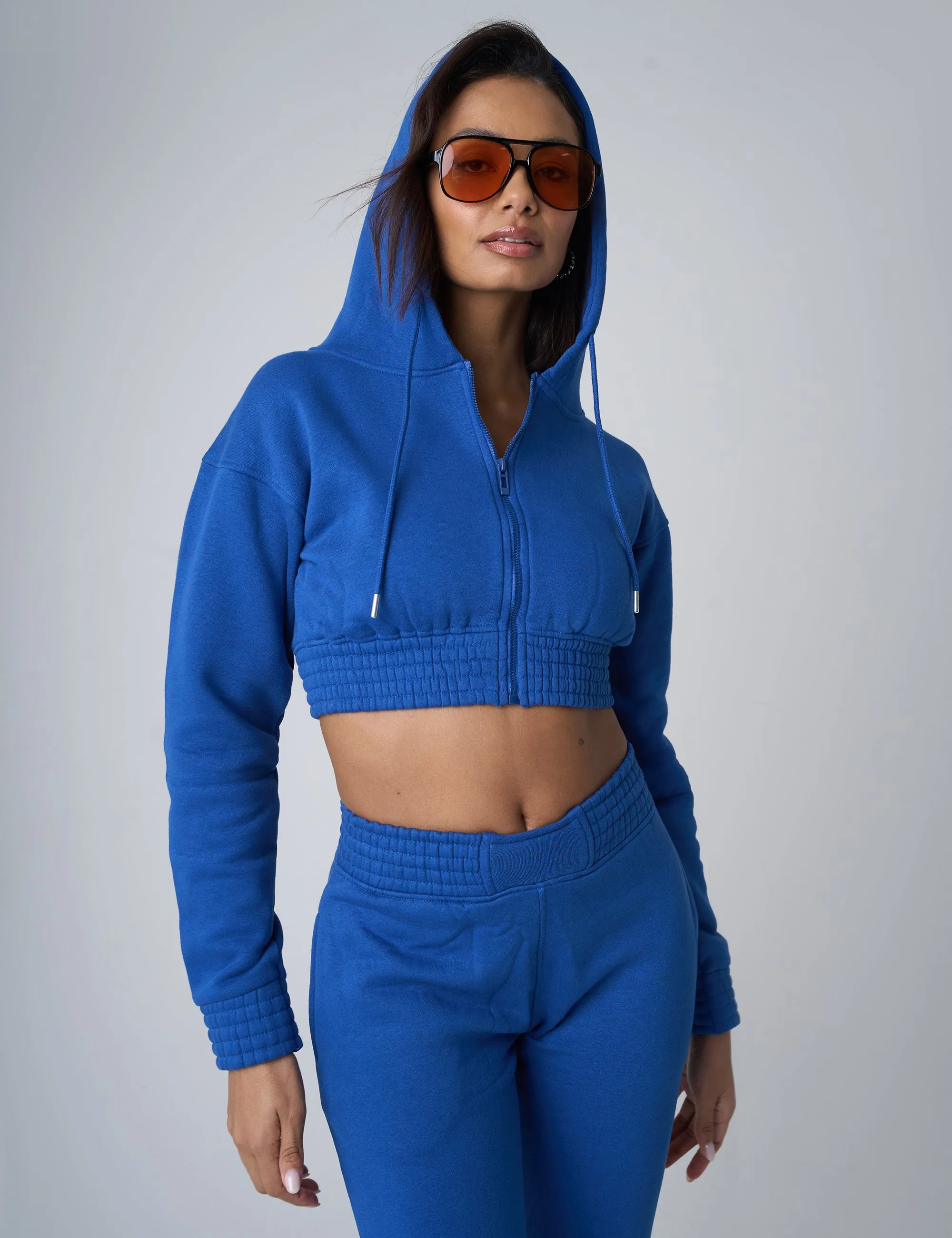 Cinched Waist Cropped Hoodie Cobalt Blue sold by Public Desire product image thumbnail 5