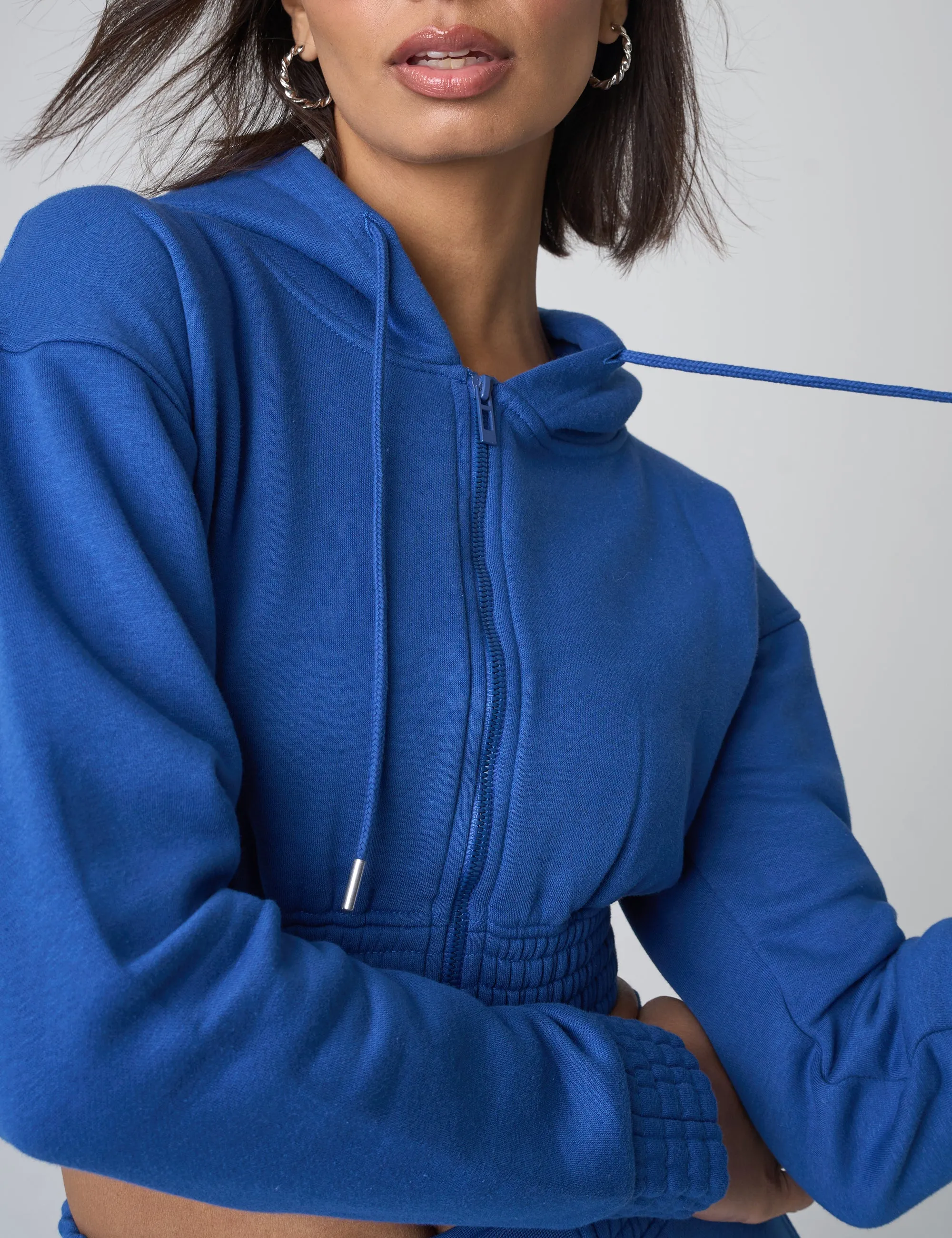 Cinched Waist Cropped Hoodie Cobalt Blue sold by Public Desire product image thumbnail 4