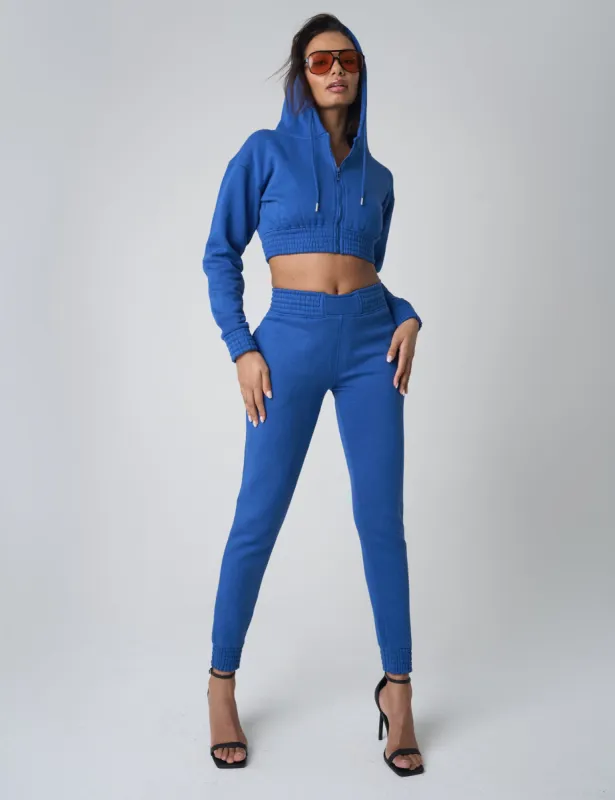 Cinched Waist Cropped Hoodie Cobalt Blue sold by Public Desire