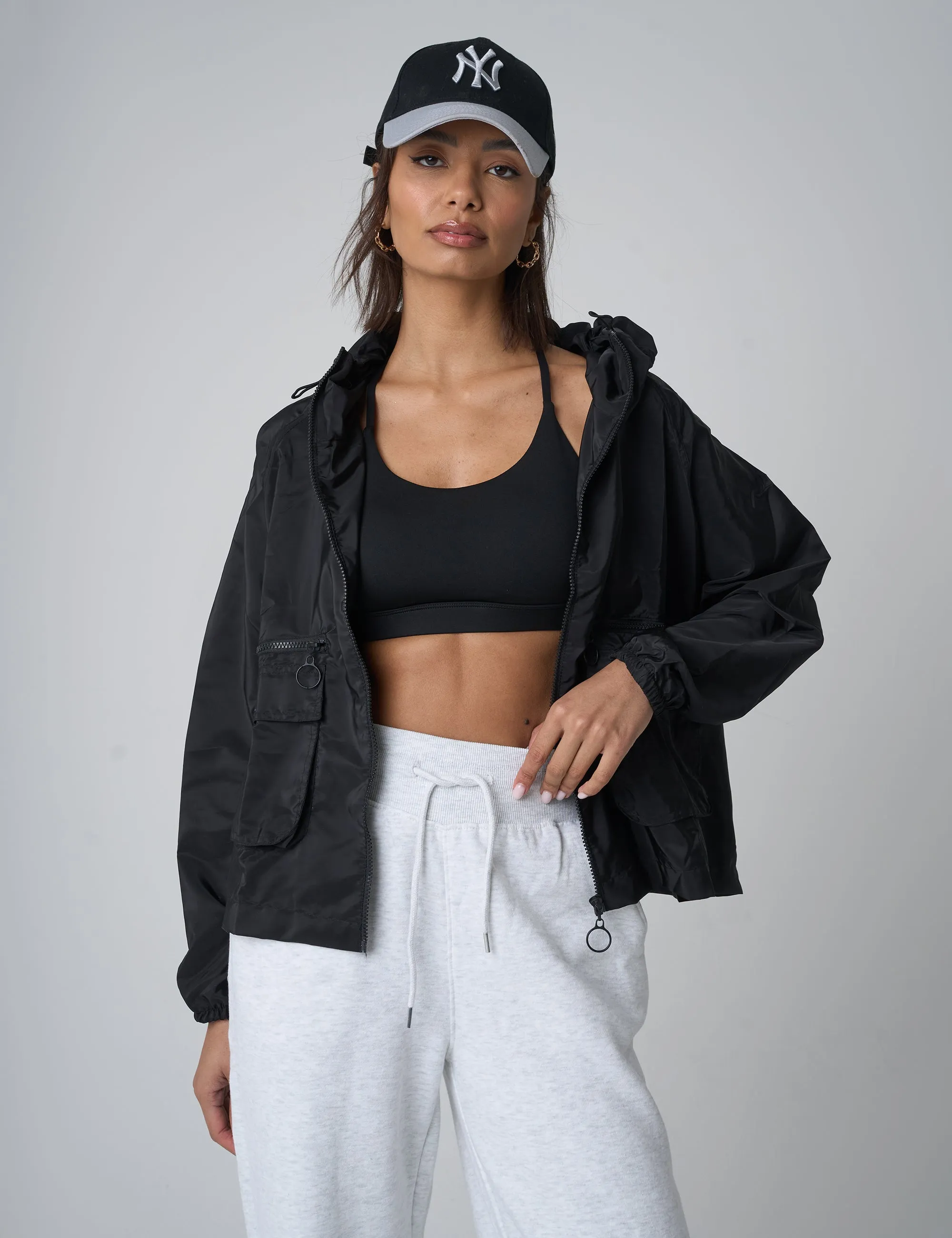 Tie Waist Detail Windbreaker Black sold by Public Desire product image thumbnail 3