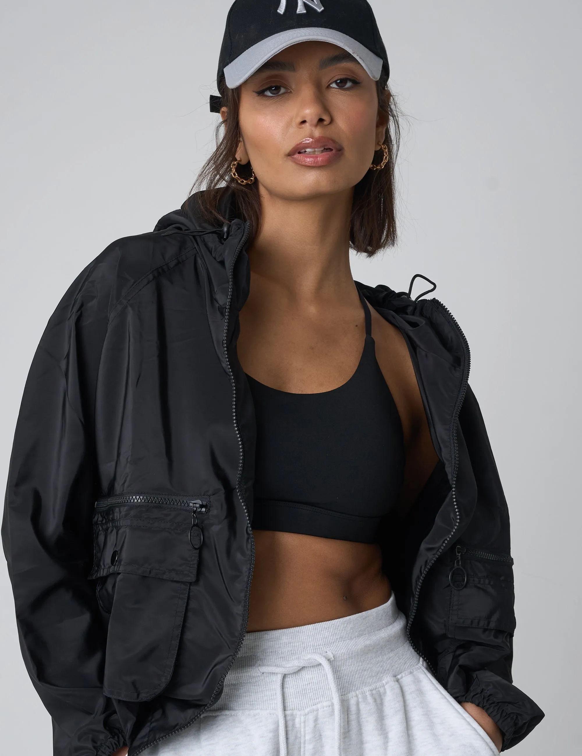 Tie Waist Detail Windbreaker Black sold by Public Desire product image thumbnail 2