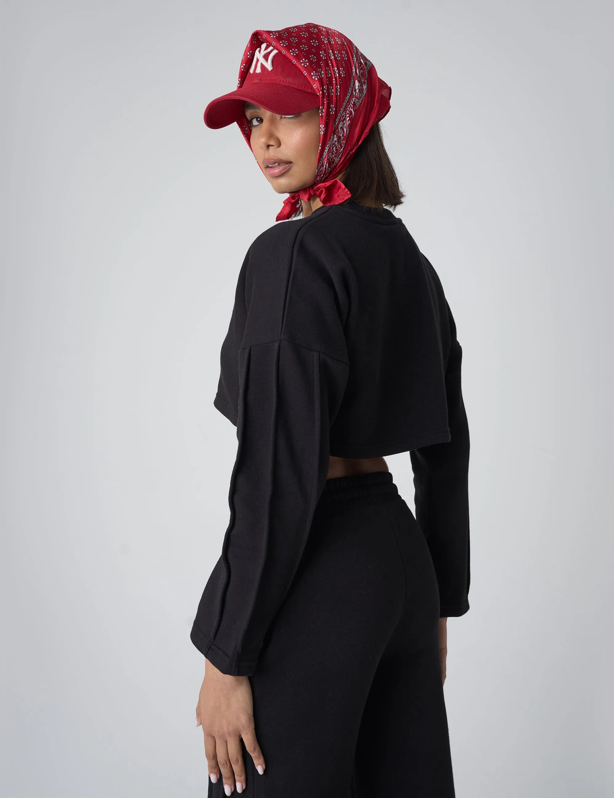 Seam Detail Oversized Crop Sweatshirt Black sold by Public Desire product image thumbnail 2