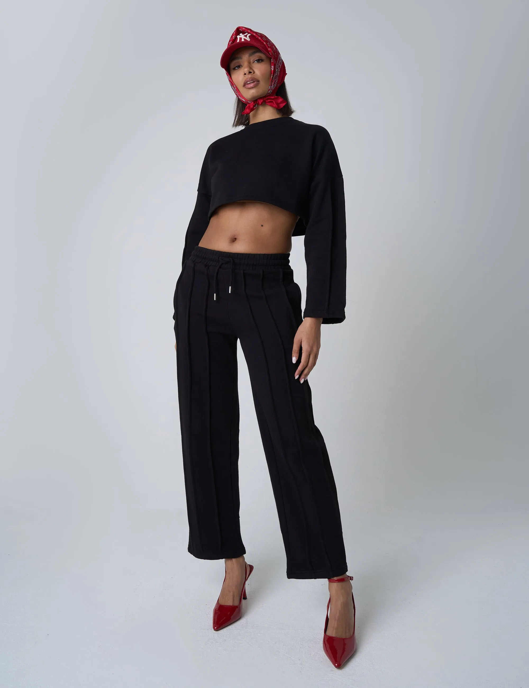 Seam Detail Oversized Crop Sweatshirt Black sold by Public Desire product image thumbnail 3