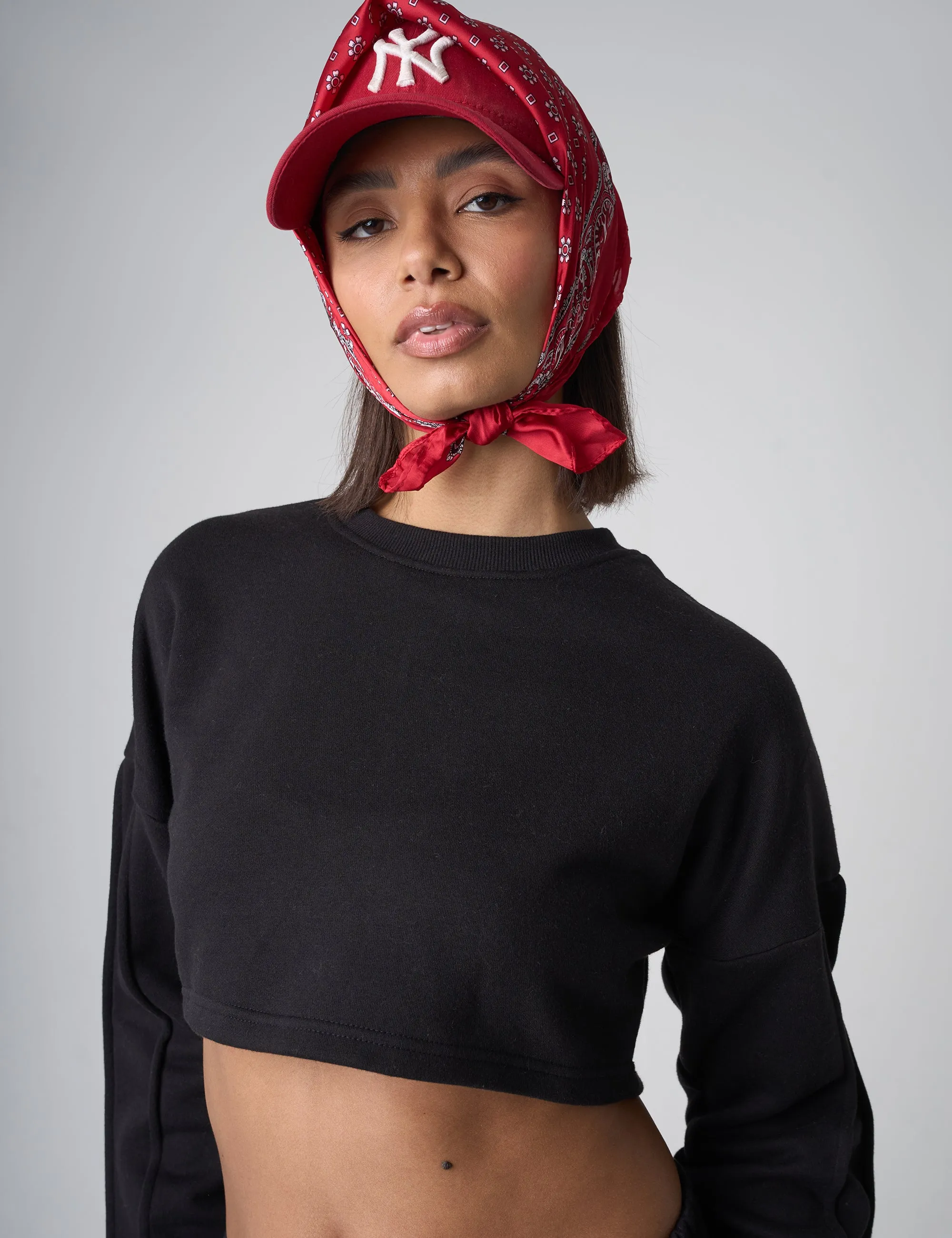 Seam Detail Oversized Crop Sweatshirt Black sold by Public Desire product image thumbnail 4